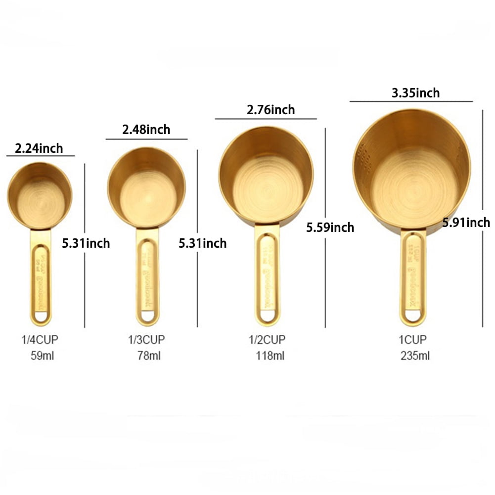 CSCHome Stainless Steel Measuring Cups,Measuring Cup Spoon Set,Kitchen Accessories 8 PCS(Gold) - Image 4