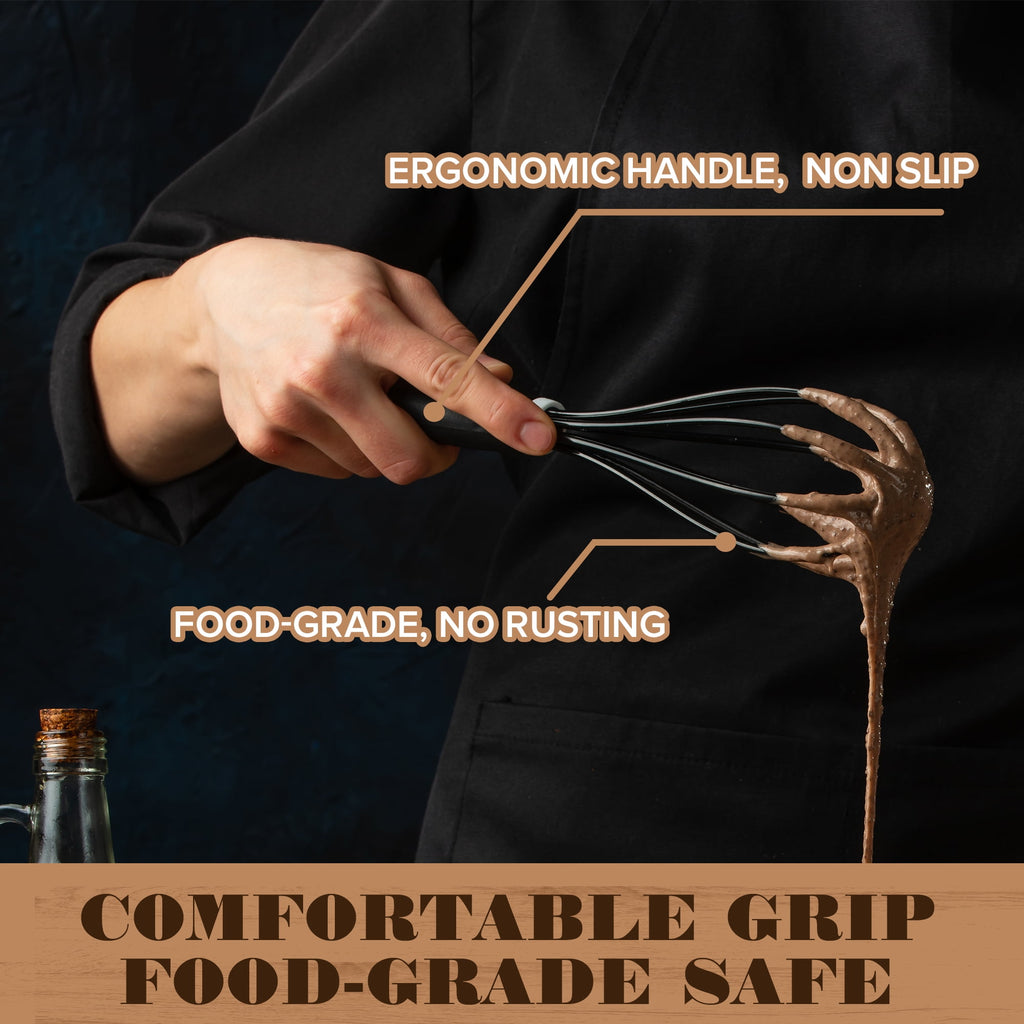 Silicone Wire Whisk, Egg Beater, 3 Sizes, for Blending, Whisking, Beating, Frothing, Stirring - Image 6