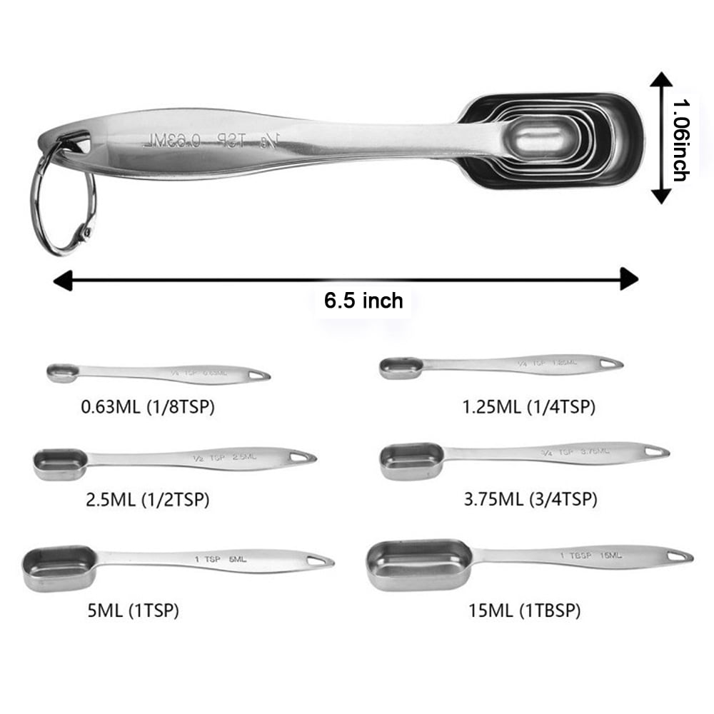 Measuring Spoons Set - 6 Piece measuring cups and spoons set, Stainless Steel Measuring Spoonsmeasuring spoons and cu... - Image 2