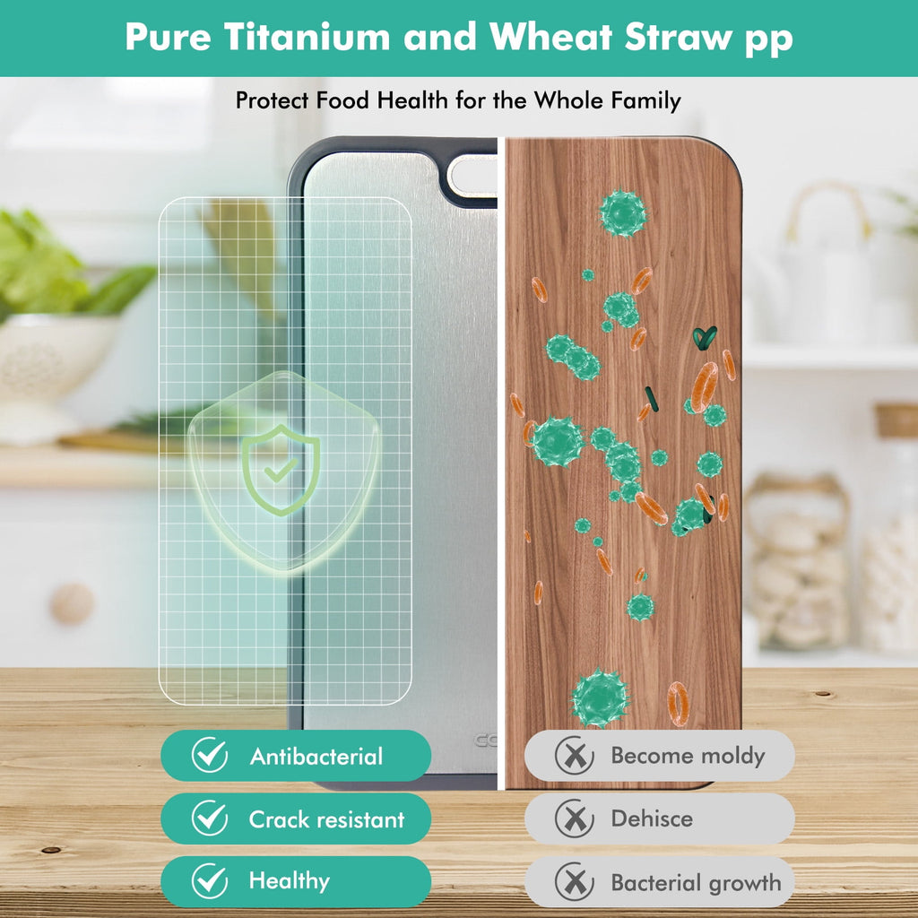 Titanium Cutting Board for Kitchen, Cutting Board Double Sided Food Grade, Pure Titanium and Wheat Straw PP, Easy to ... - Image 2