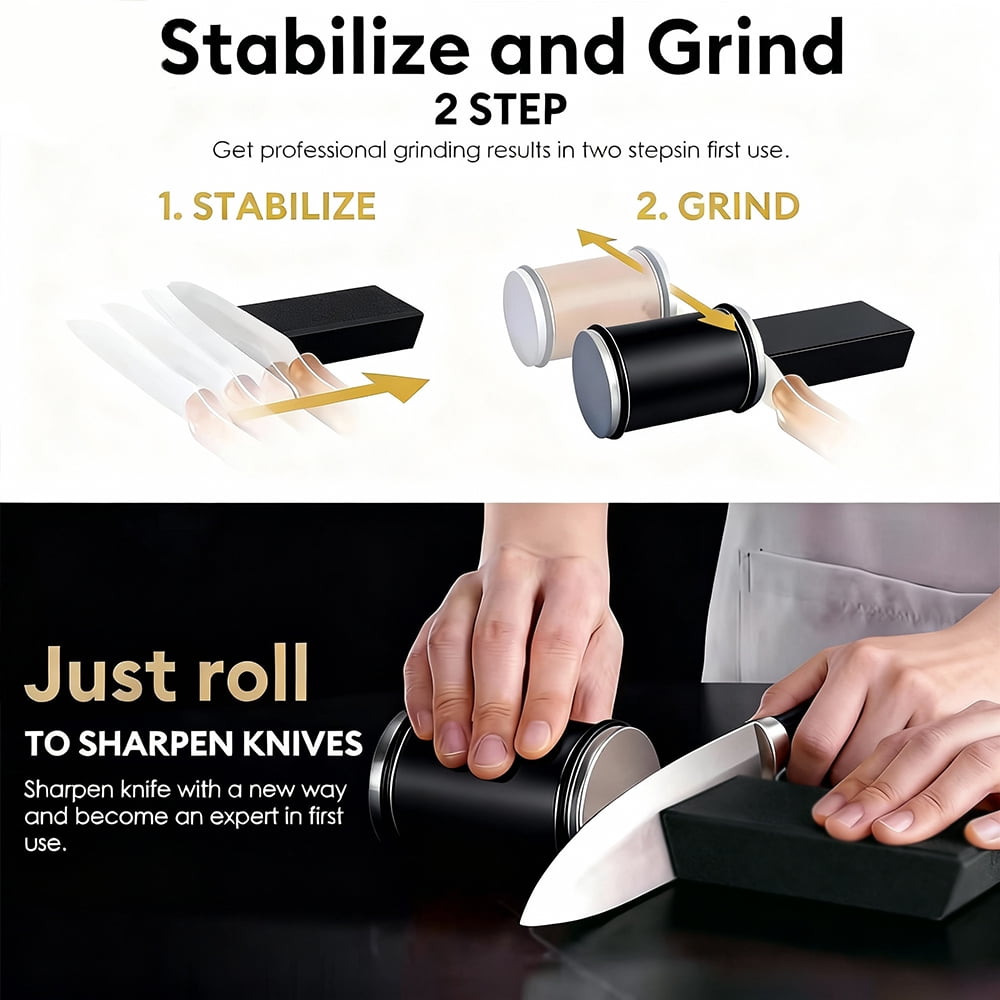 Tumbler Knife Sharpener Rolling Diamond Sharpening Stone #1000/#400 Sharpener Kit Kitchen Knives 15 and 20 Degrees - Image 5