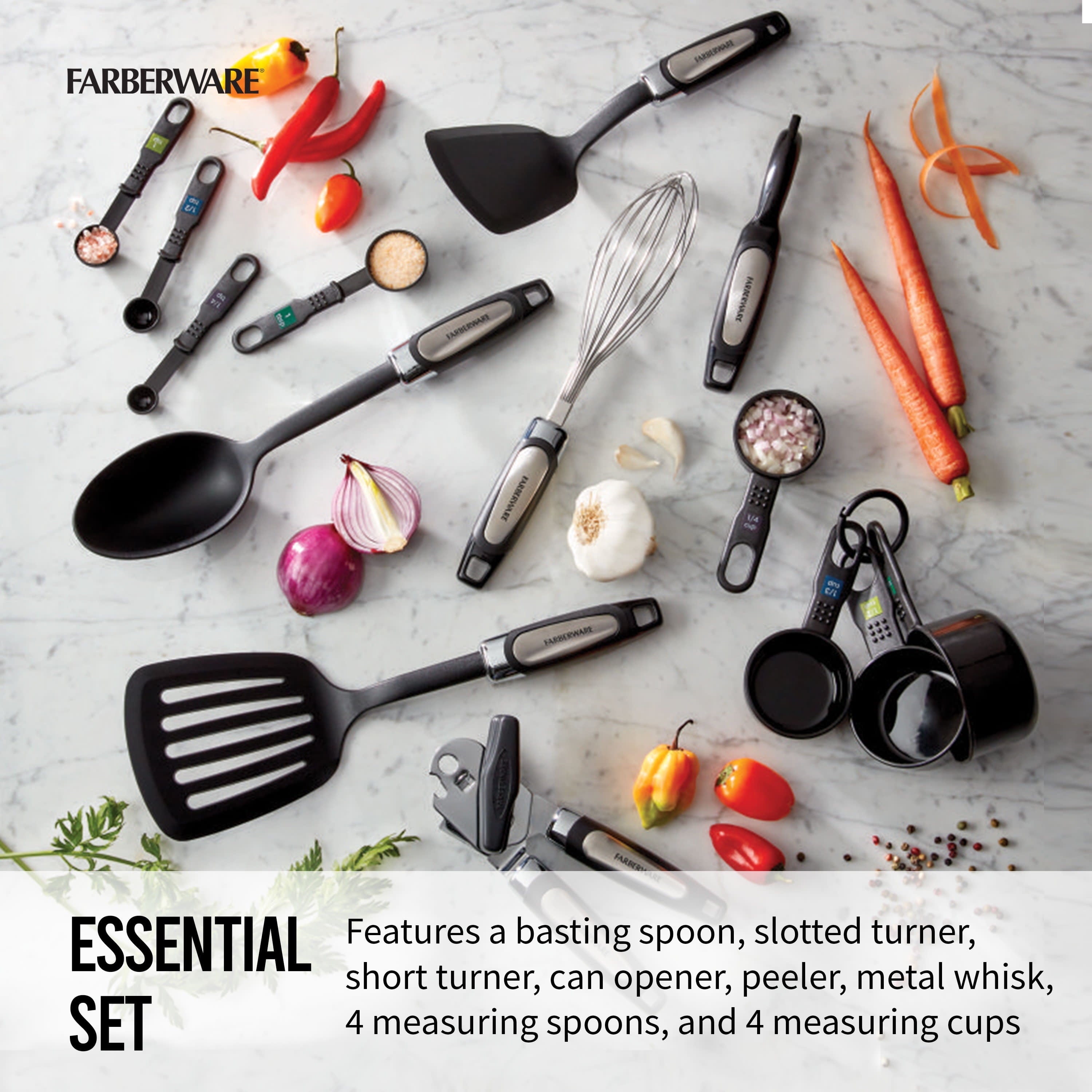Professional 14-Piece Kitchen Tool and Gadget Kitchen Utensil Set in Black - Image 2