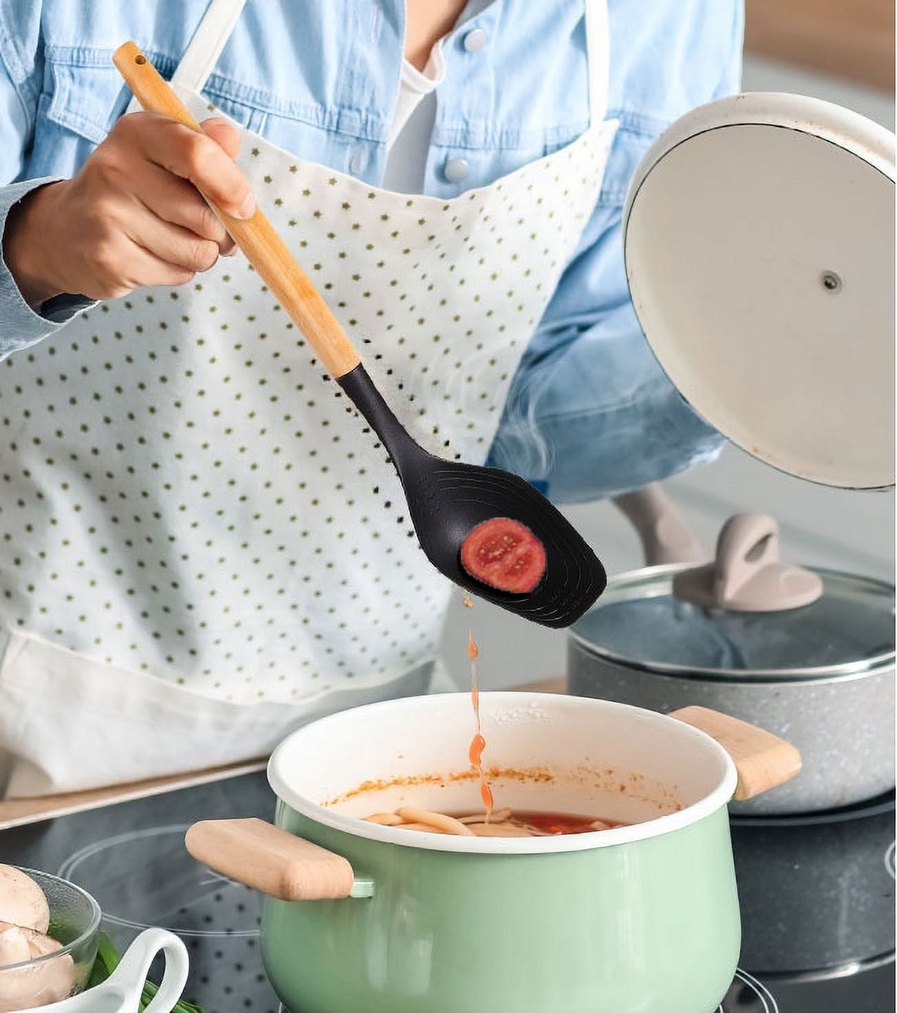 Mainstays Nylon Spoon with Bamboo Handle, Ideal for Cooking Spoon, 13in L - Image 6