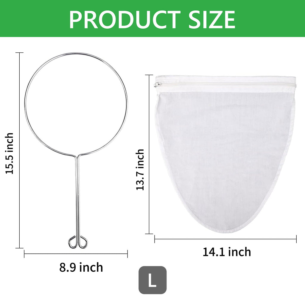 Tripumer 3 Pcs Large Reusable Mesh Filter Bags Stainless Steel Handle Strainer Bags for Nut Milk Coffee Juices Butter... - Image 4