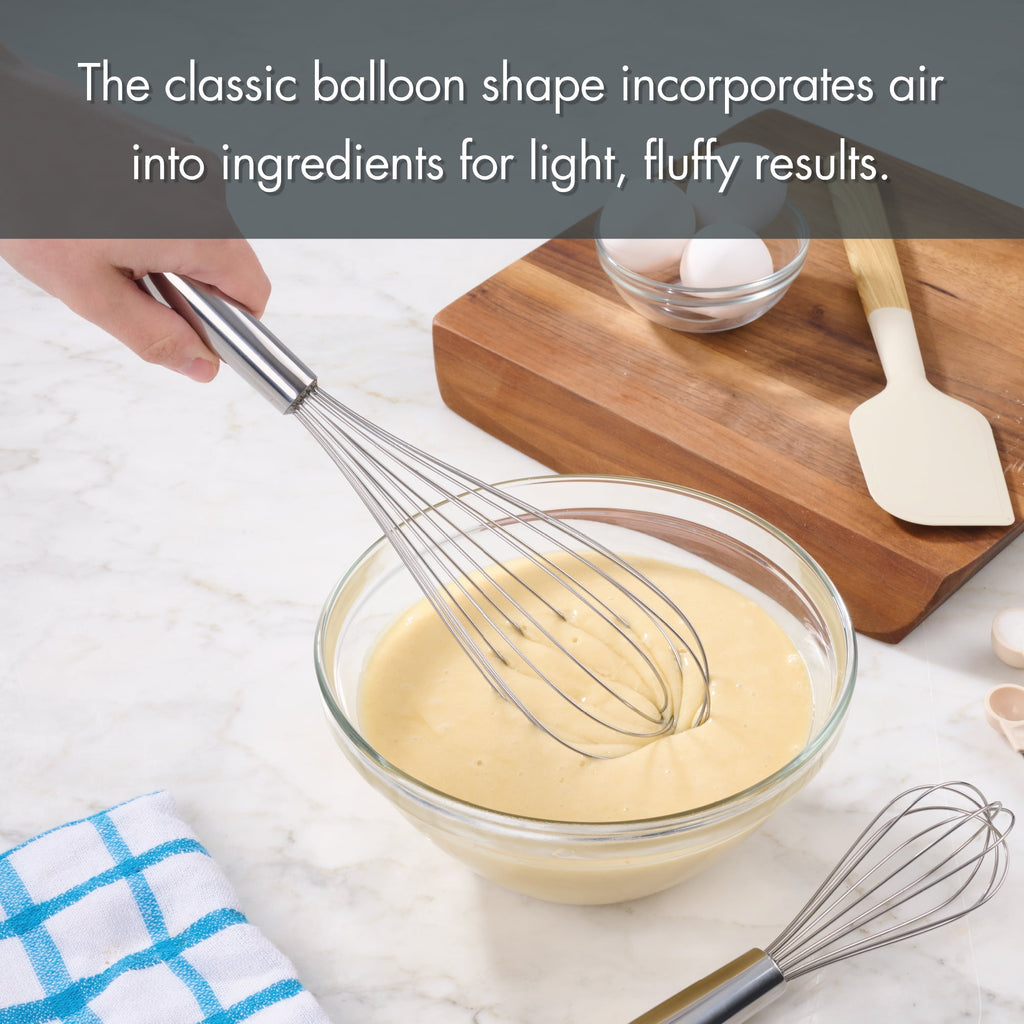 Mainstays 2 Piece Stainless Steel Balloon Whisk, 11.8 inch and 8.85 inch - Image 3