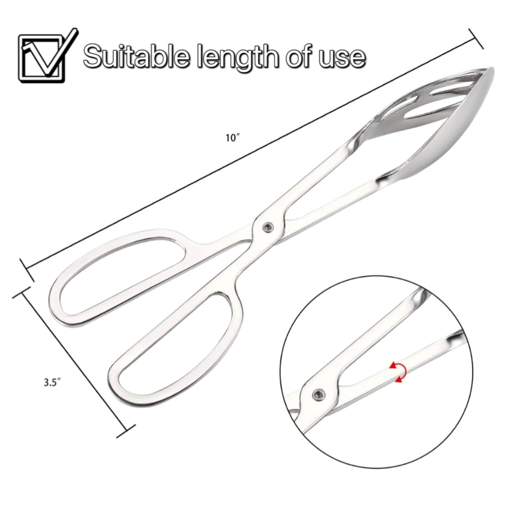 UU&T 2 Pcs Salad Tongs, 10'' Stainless Steel Kitchen Tongs, for Baking Cake Buffet Pasta Restaurant Home Kitchen Gadg... - Image 4