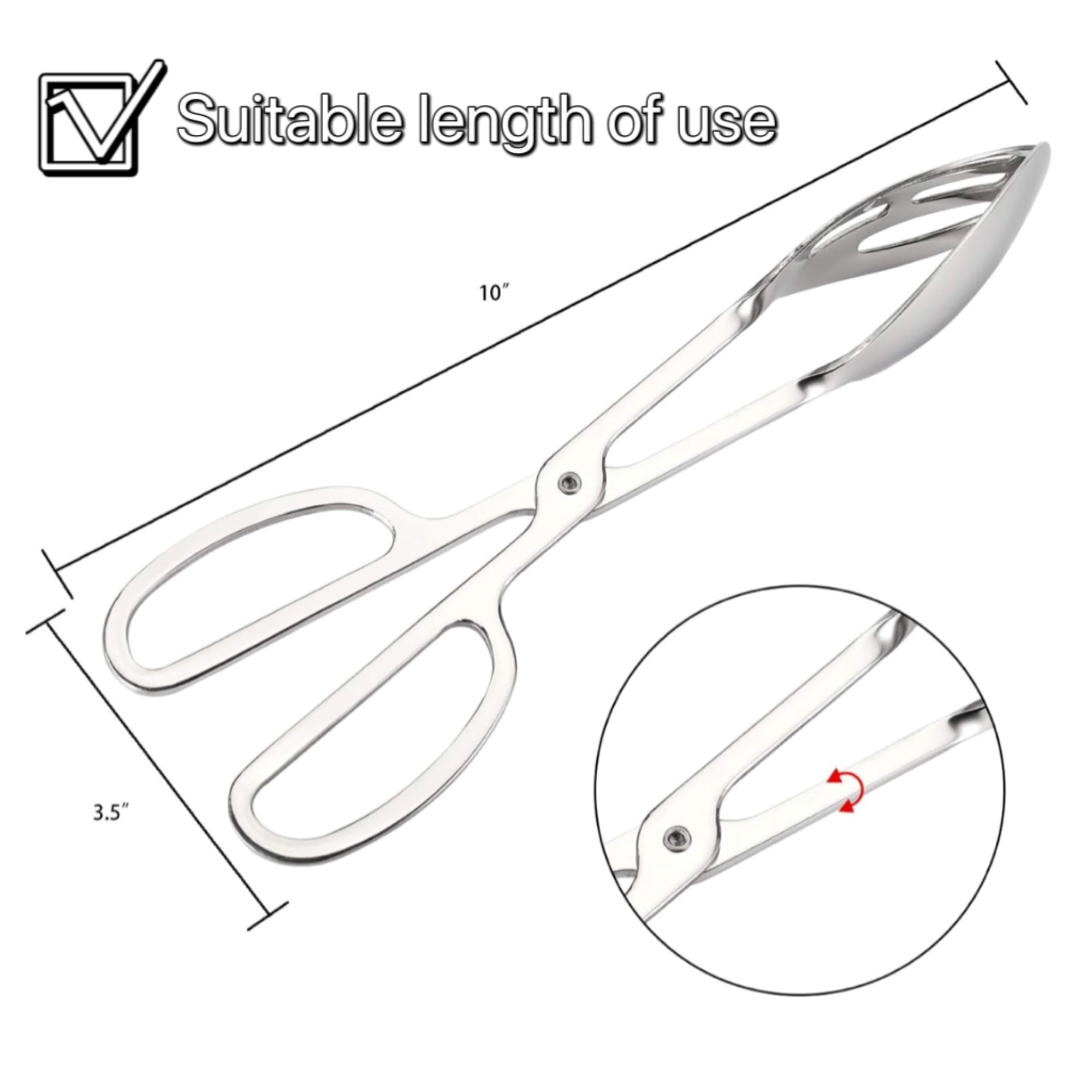 UU&T 2 Pcs Salad Tongs, 10'' Stainless Steel Kitchen Tongs, for Baking Cake Buffet Pasta Restaurant Home Kitchen Gadg... - Image 4