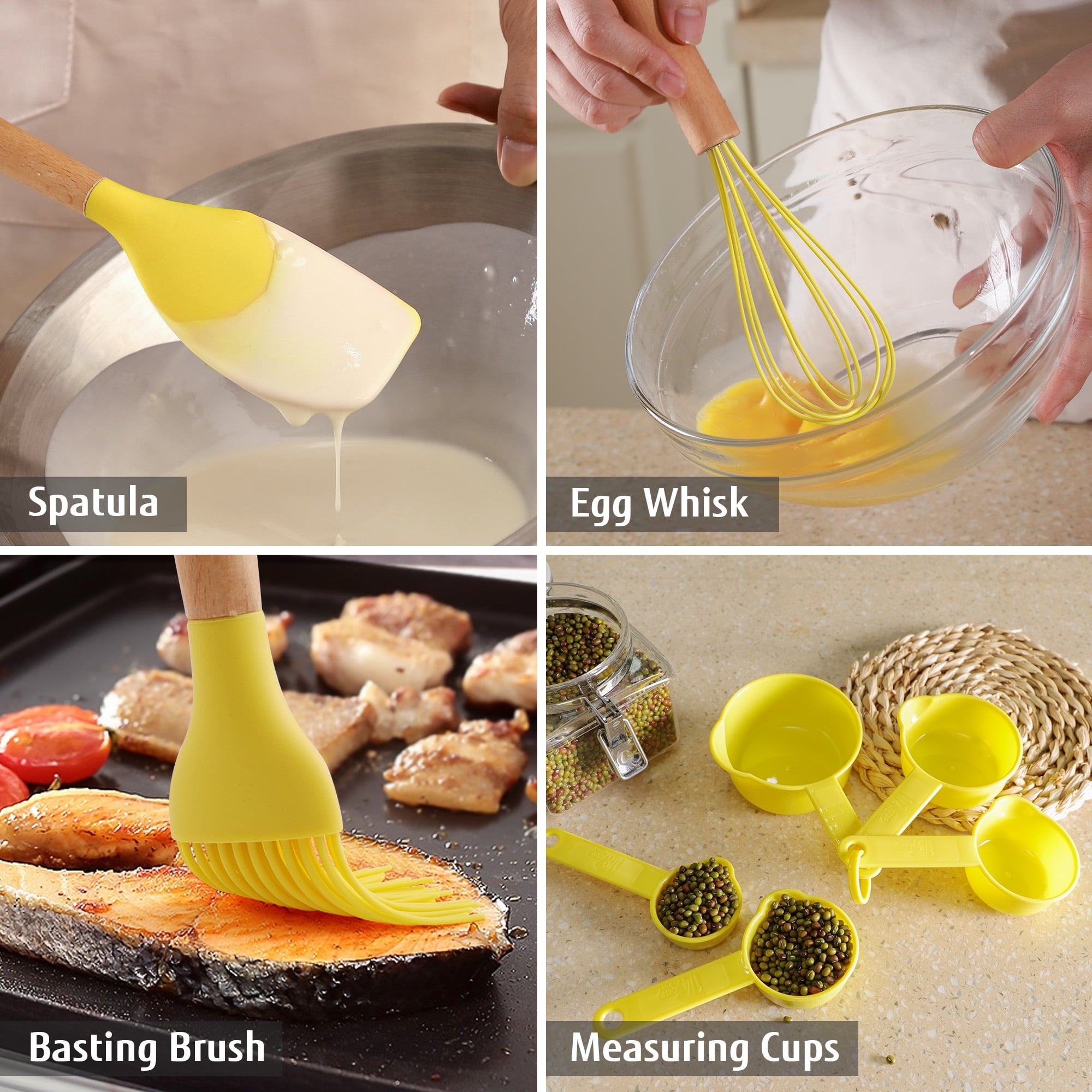 Hecef 32 PCS Silicone Cooking Utensils Set, 446°F Heat Resistant Turner Tongs,Spatula,Spoon,Brush,Whisk - Image 6