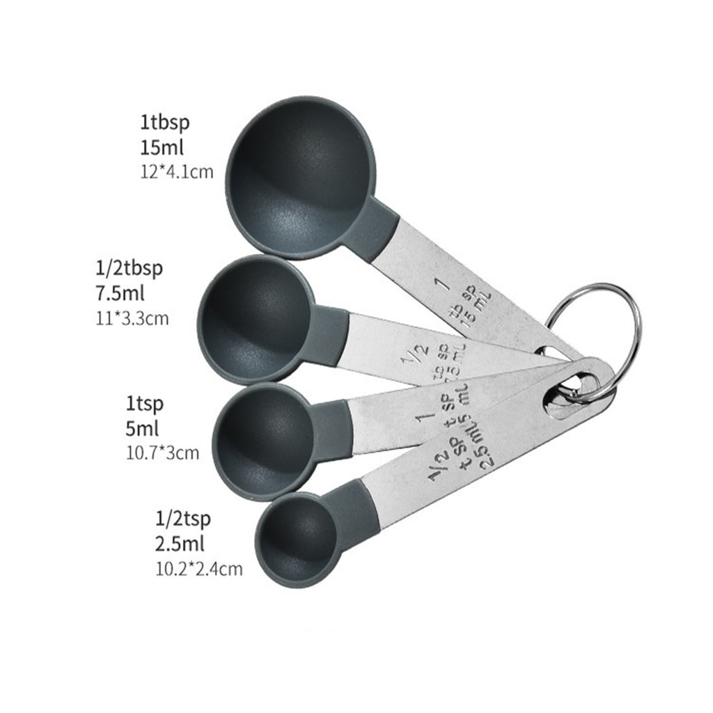 Wovilon Measuring Cups (Gray), Plastic Handle Measuring Cup Spoon Eight Piece Set Kitchen Gadgets - Image 3