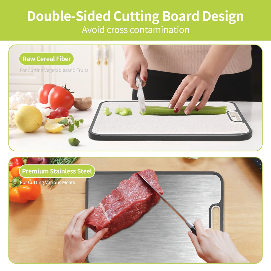 Stainless Steel Cutting Board Large, Double Sided Cutting Board for Kitchen, Non Toxic Chopping Board for Meat, Veget... - Image 5
