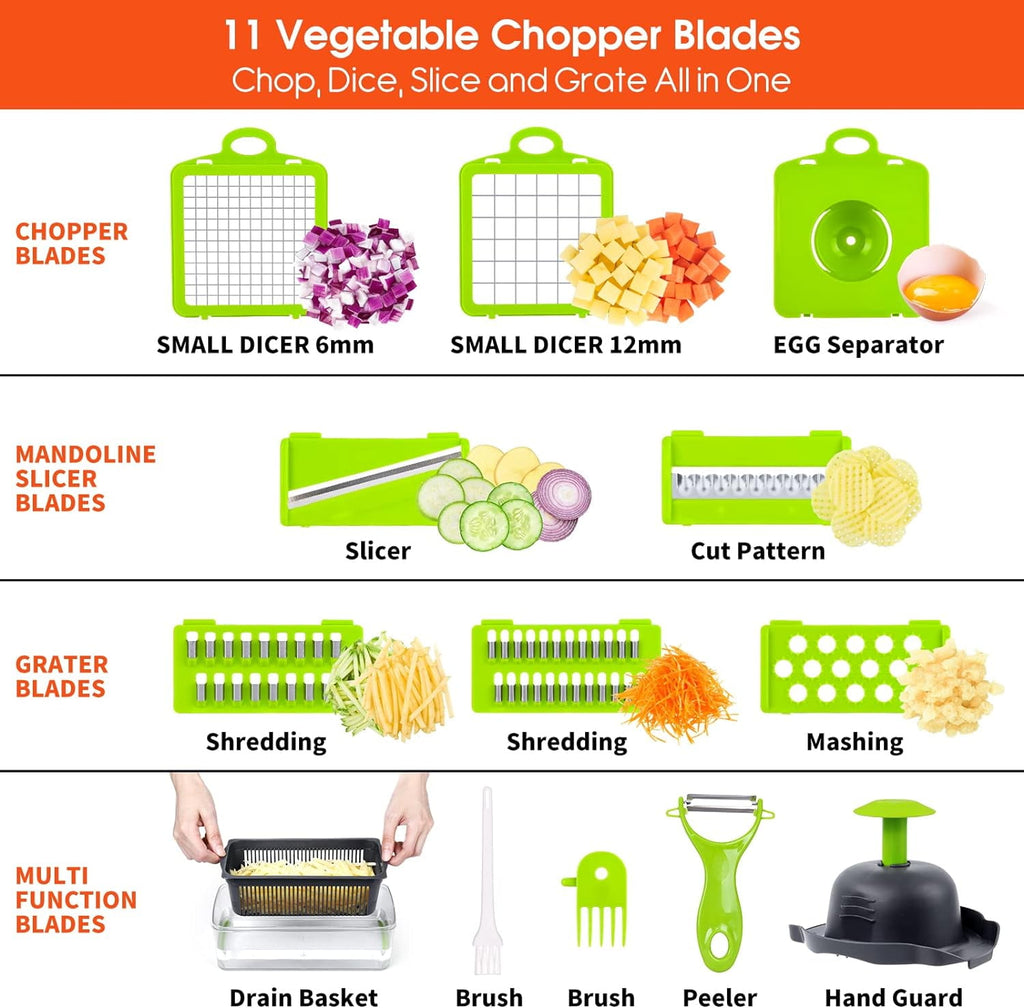 Vegetable Chopper, Pro Onion Chopper, 14 in 1Multifunctional Food Chopper, Kitchen Vegetable Slicer Dicer Cutter,Vegg... - Image 5
