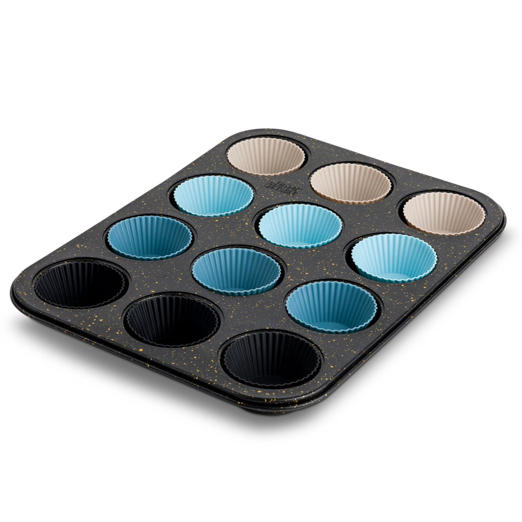 Thyme & Table 12 Cup Nonstick Muffin Pan with Silicone Baking Cups - Black - Image 5