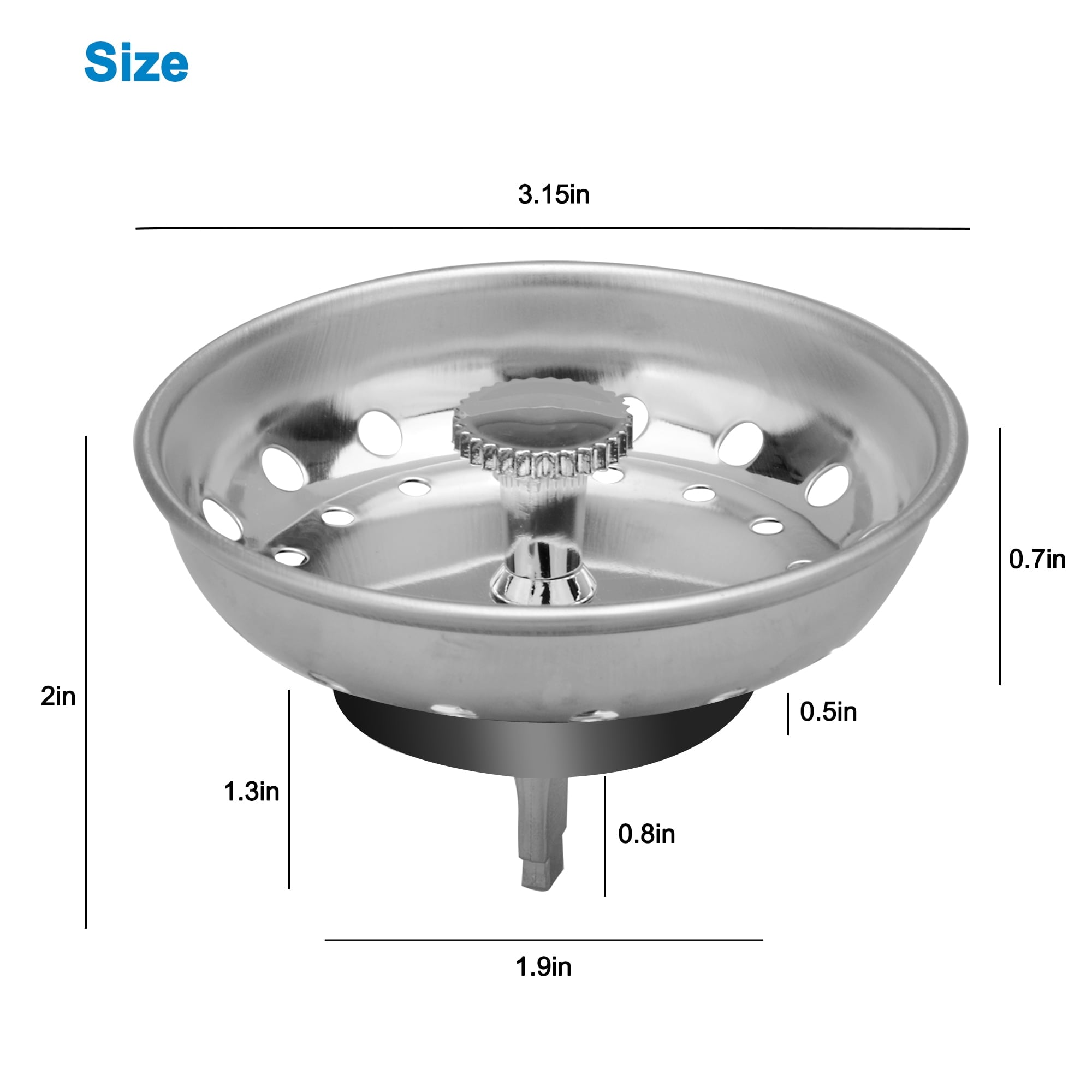 EEEkit 2pcs Kitchen Sink Strainer Baskets, Stainless Steel Sink Stopper, Anti-Clogging Food Catcher for 3.1" Drain Hole - Image 5