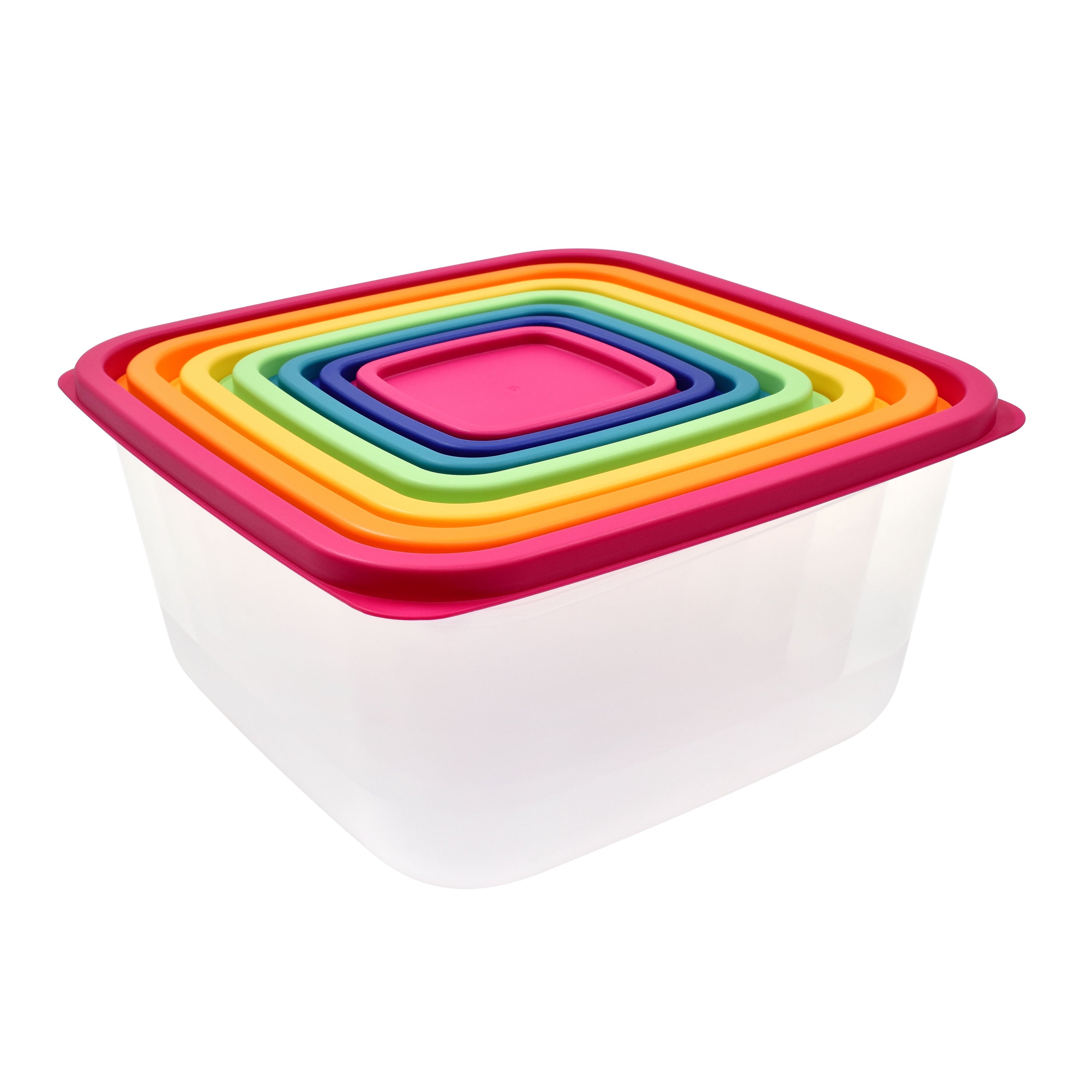 Mainstays Plastic Rainbow Food Storage Set, Multi Color, 14 Count, Best Used for Leftover Storage and Reheating - Image 2