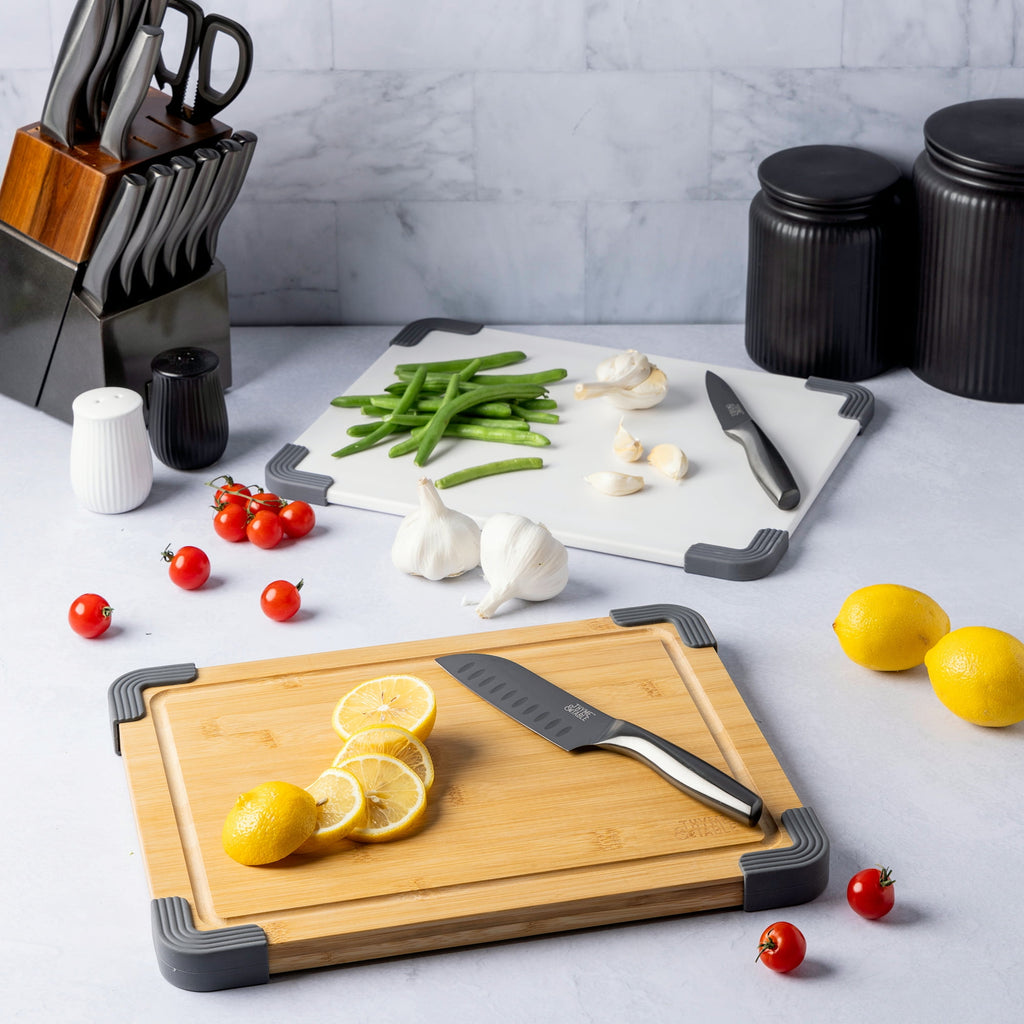 Thyme & Table 2-Piece 11"x14" Poly and Wood Cutting Board Set - White - Image 5