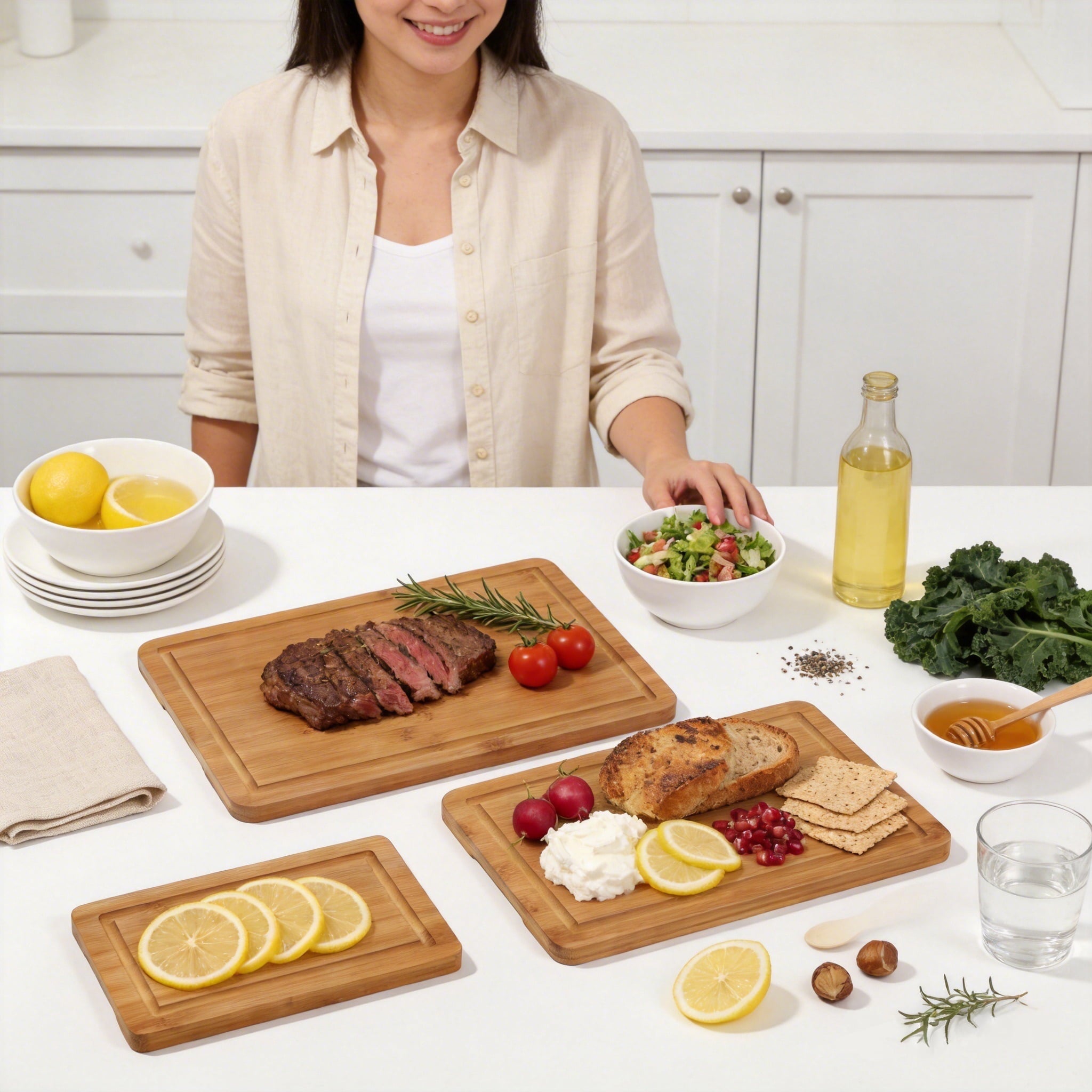 BEINGMATE Care Bamboo Cutting Board, Durable Wood Cutting Boards for Kitchen with Deep Juice Grooves & Built-in Handl... - Image 6