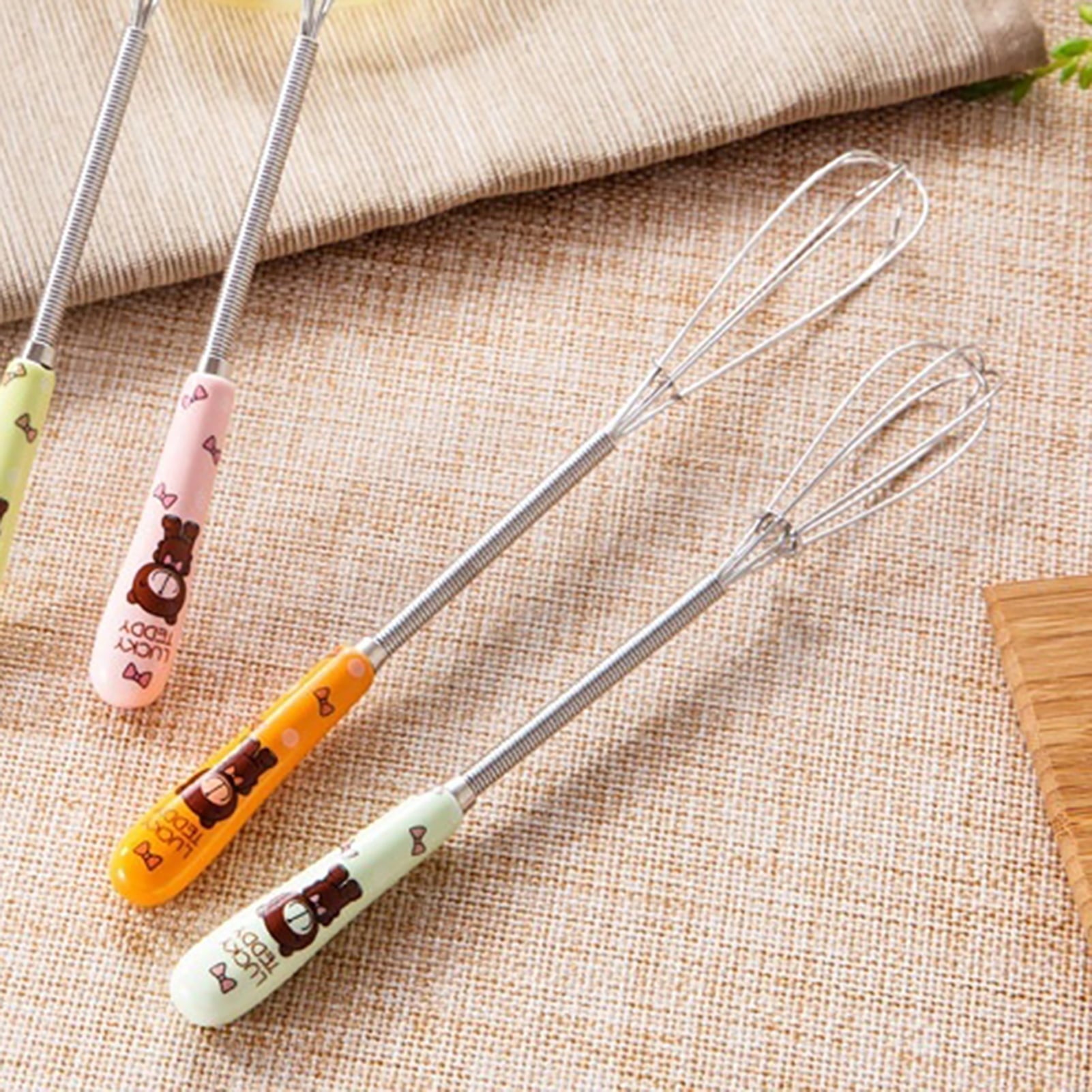 Farfi Wire Whisks Manual Clean Easily Stainless Steel Manual Mini Agitator Kitchen Egg Mixer for Kitchen (Pink) - Image 5