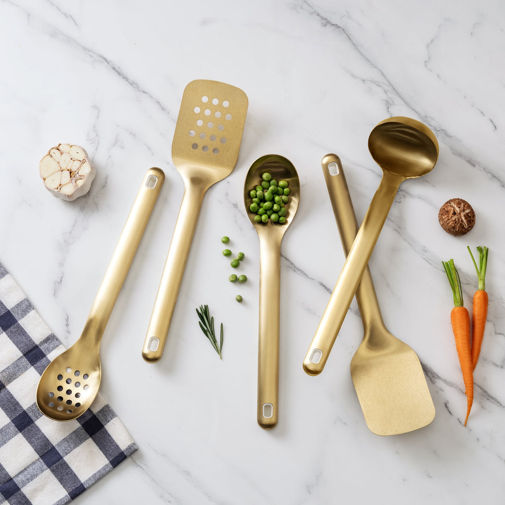 5-Piece Stainless Steel Utensil Set Gold, Durable & Stylish Kitchen Tools - Image 4