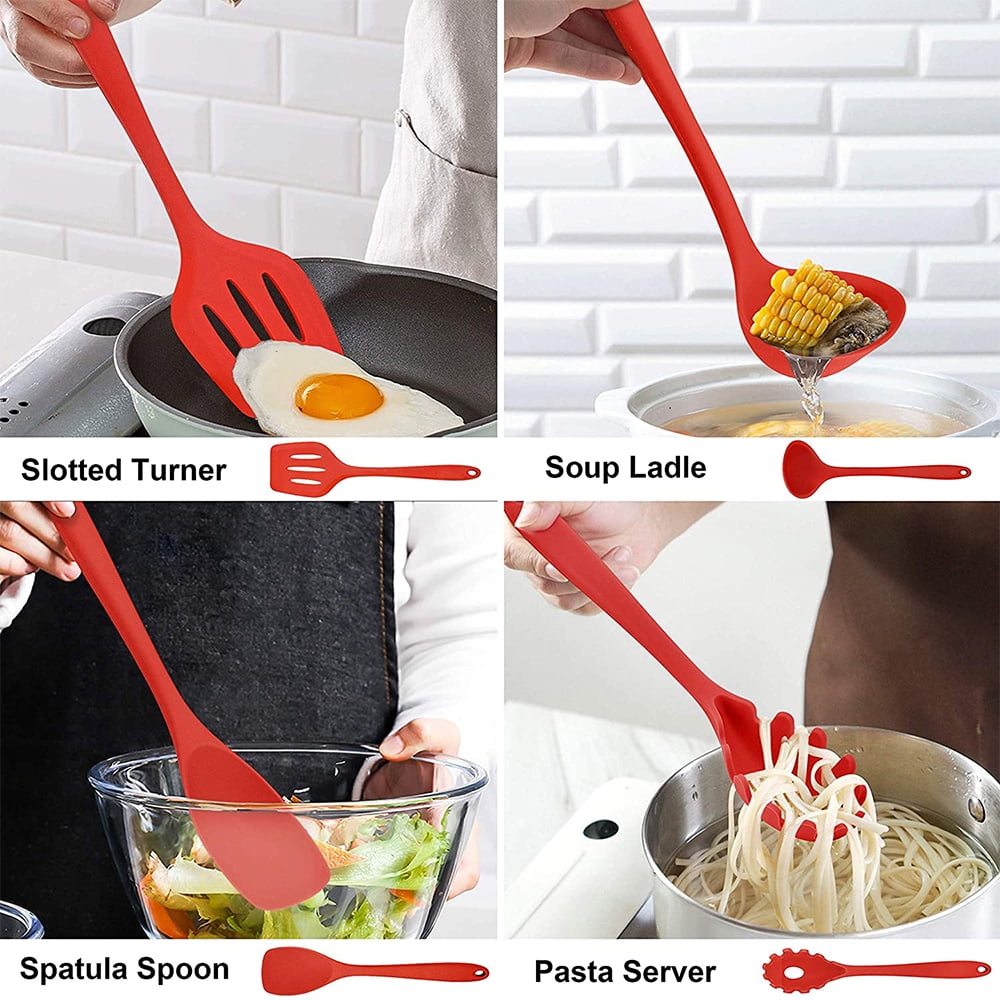 Walchoice 14 Pcs Cooking Utensils Set with Holder, Heat Resistant Silicone Kitchen Cookware Utensils Set, Kitchen Coo... - Image 6