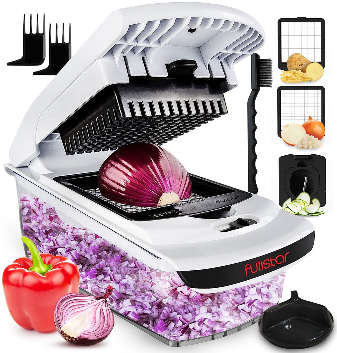 Vegetable Chopper - Vegetable Cutter, Food Chopper, Veggie Chopper, Onion Chopper With Container - 3 in 1 White - Image 4