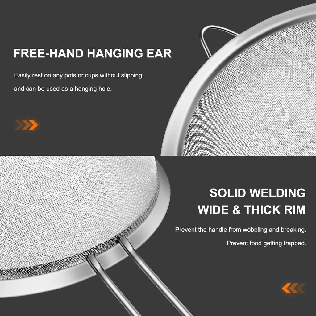 ZHUYING Fine Mesh Strainer 4PCS, Versatile Kitchen Strainer with Handle - 7", 5", 3.3", 2.8" Sieve Fine Mesh Stainles... - Image 6