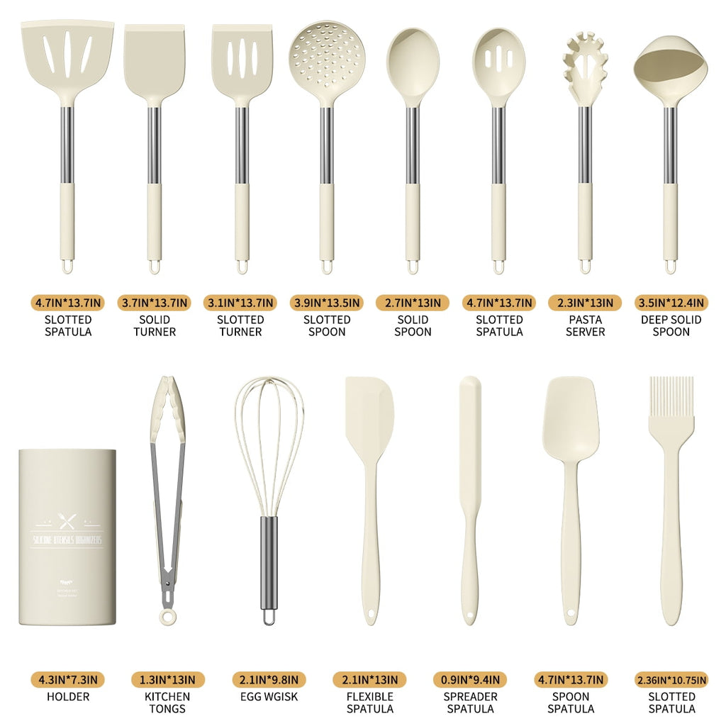 GPED Silicone Cooking Utensil Set, 30 Pcs Kitchen Utensils Set with Stainless Steel Handle, Food Grade Silicone Spatu... - Image 2