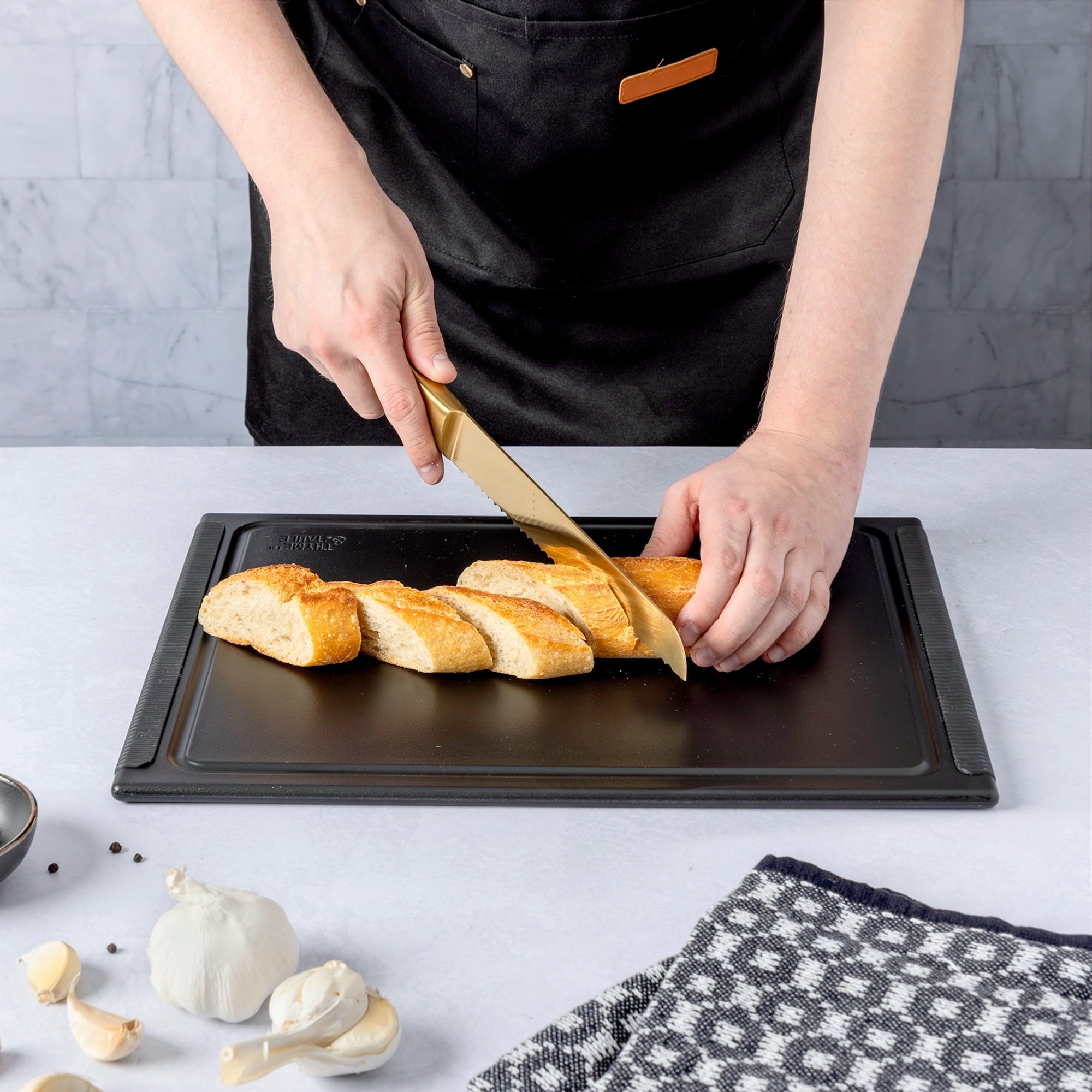 Thyme & Table Large 12"x16" Poly Cutting Board - Black - Image 6