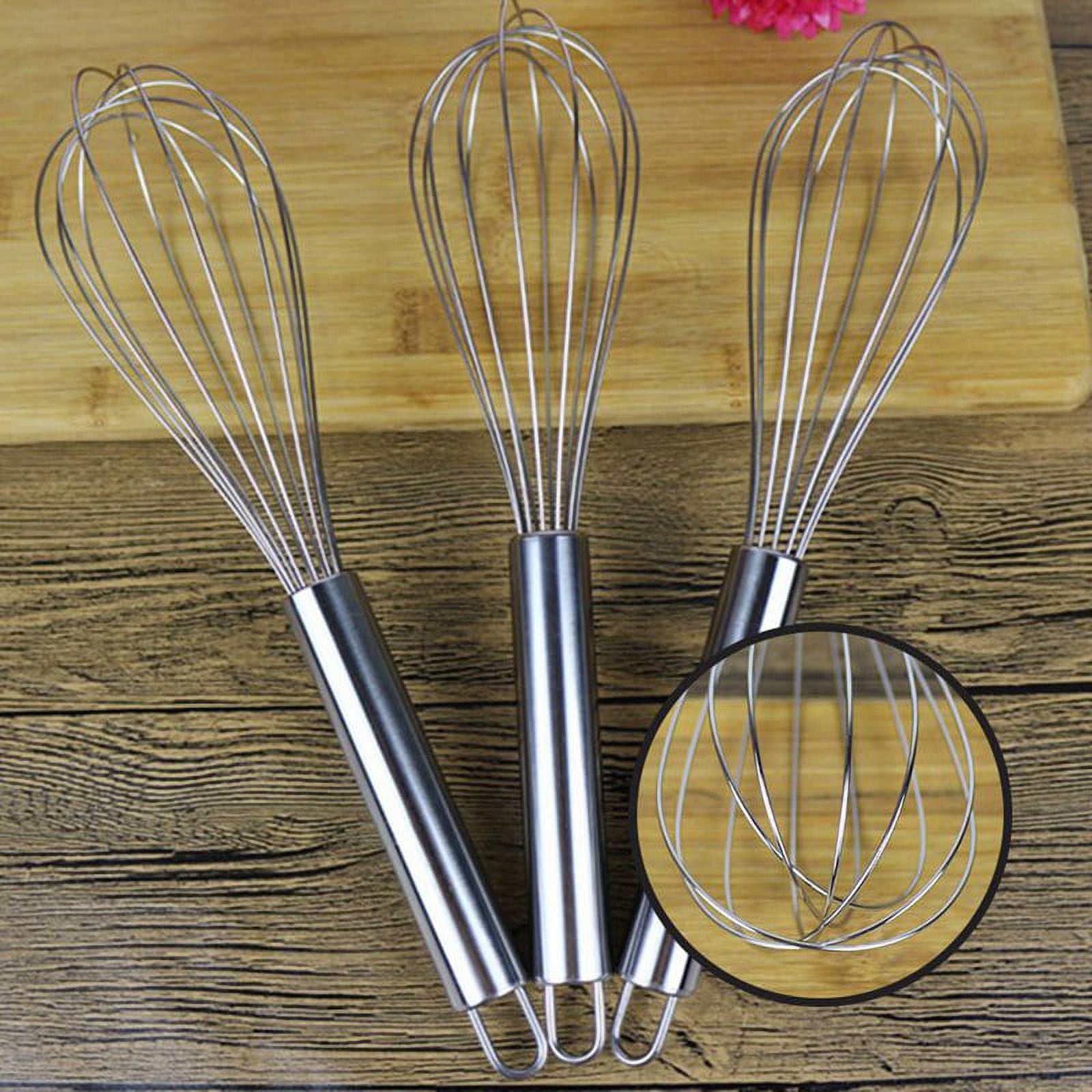 3 Pack Whisk Egg Stainless Steel Set 8"10"12" for Cooking Kitchen Strong Handles Balloon Wire Egg Beater for Stirring... - Image 4