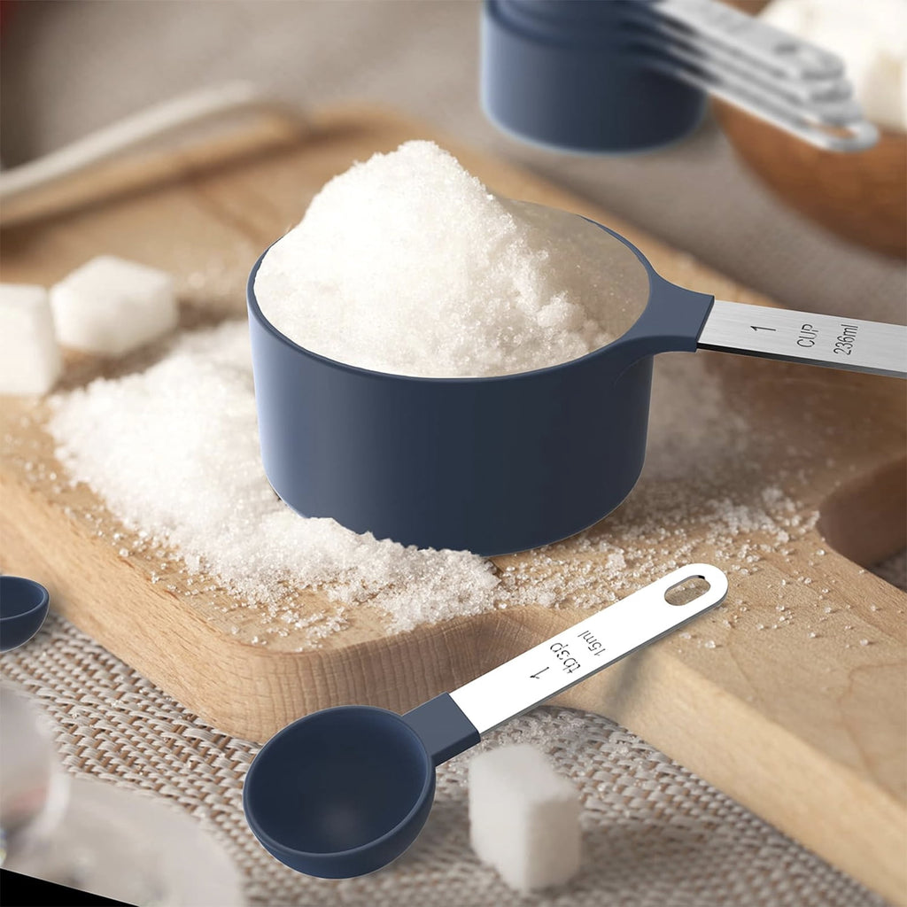 Square Stackable Measuring Cups & Spoons Set - Nesting Design with Stainless Steel Handles, Space-Saving Kitchen Gadg... - Image 5