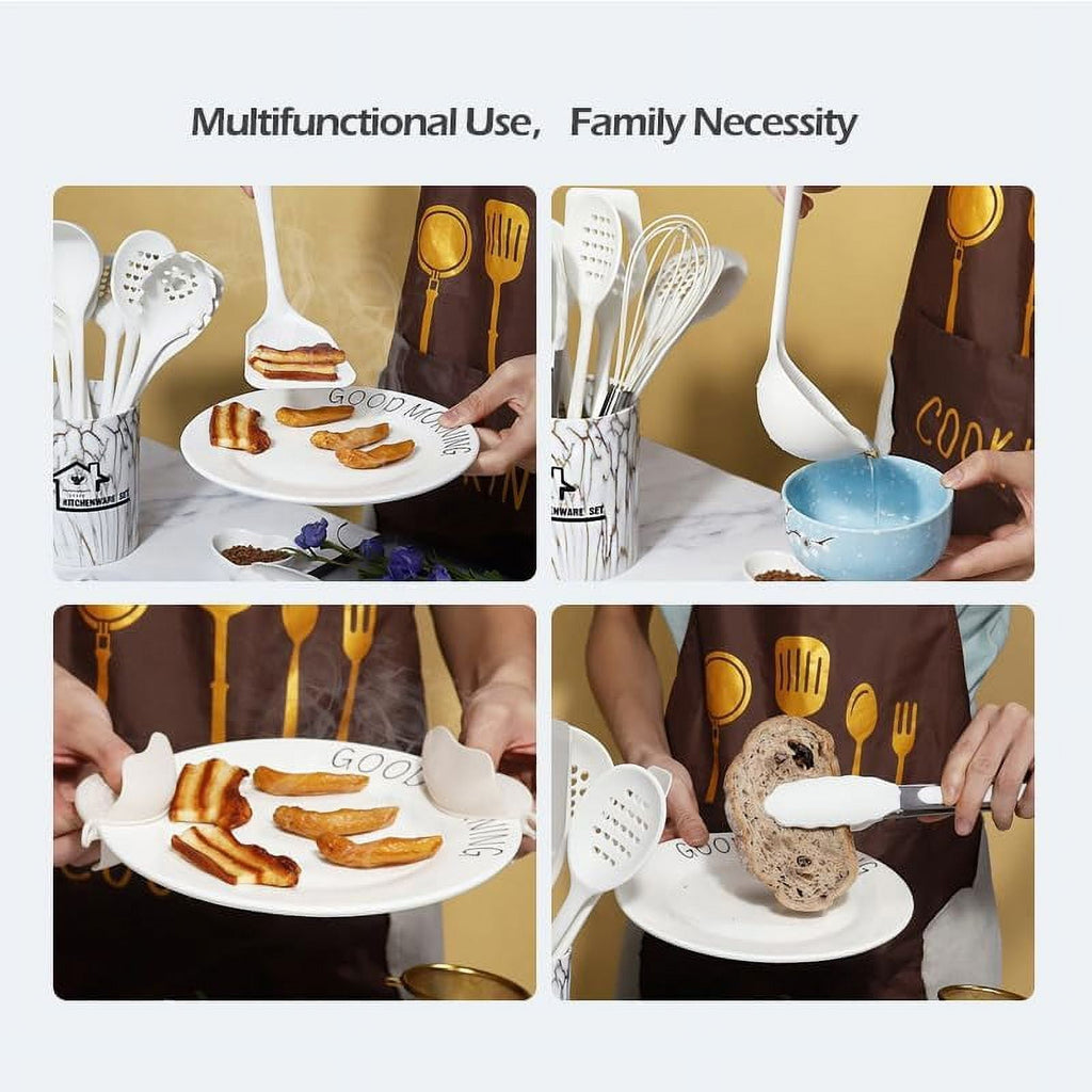 18PCS Silicone Cooking Utensils Set - 446°F Heat Resistant Kitchen Utensils,Turner Tongs,Spatula,Spoon,Brush,Whisk,Ki... - Image 2