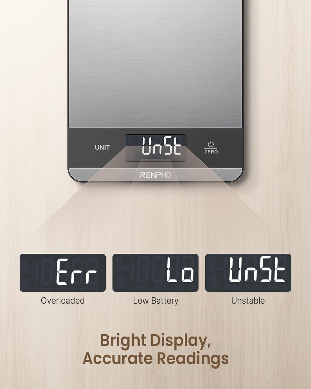 RENPHO Digital Kitchen Food Scale, 7 Units with Tare Function, Stainless Steel, 11lb - Image 2