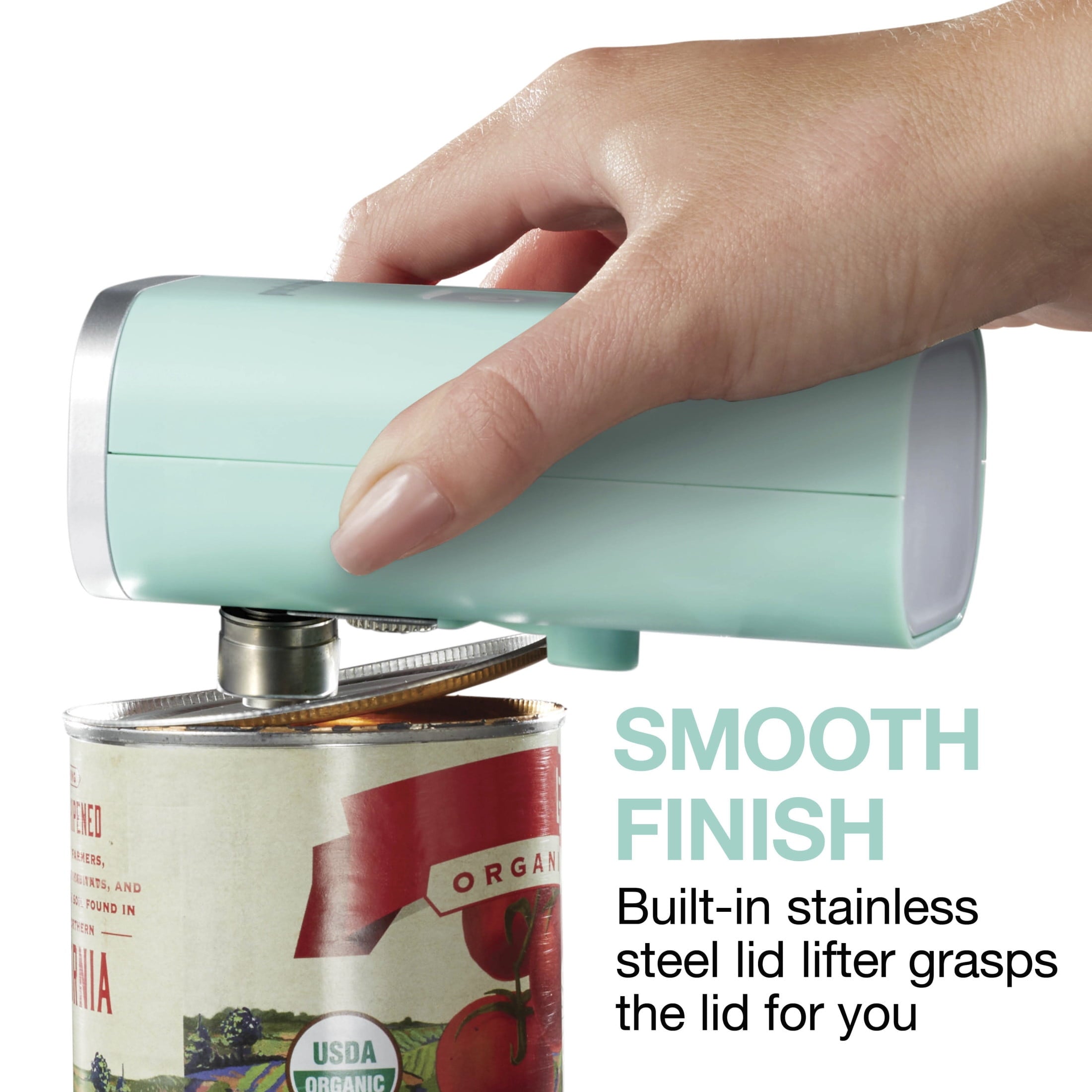 Proctor Silex Automatic Electric Can Opener, Hands Free Cordless Operation, USB Rechargeable, Mint Green - Image 6