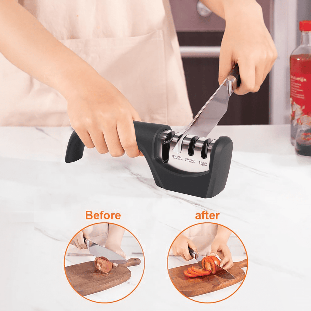 Behome 4-in-1 Knife Sharpener, 4-Stage Knife Sharpener Helps Sharpen, Honing, Polish Blades, kitchen Manual knife Sha... - Image 6