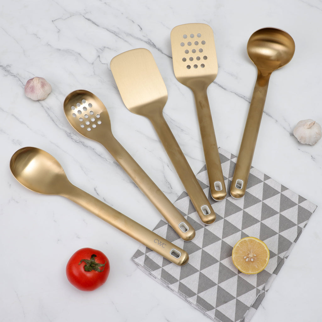 5-Piece Stainless Steel Utensil Set Gold, Durable & Stylish Kitchen Tools - Image 3