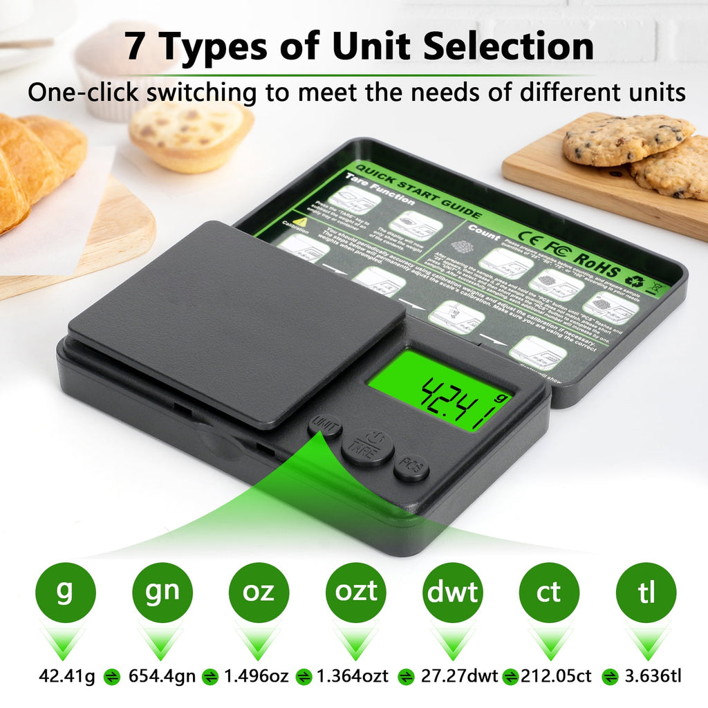 Digital Mini Pocket Scale, Precision Gram Jewelry Gold Scale 1000g*0.01,Kitchen Food Scale with LCD Display Black for... - Image 3