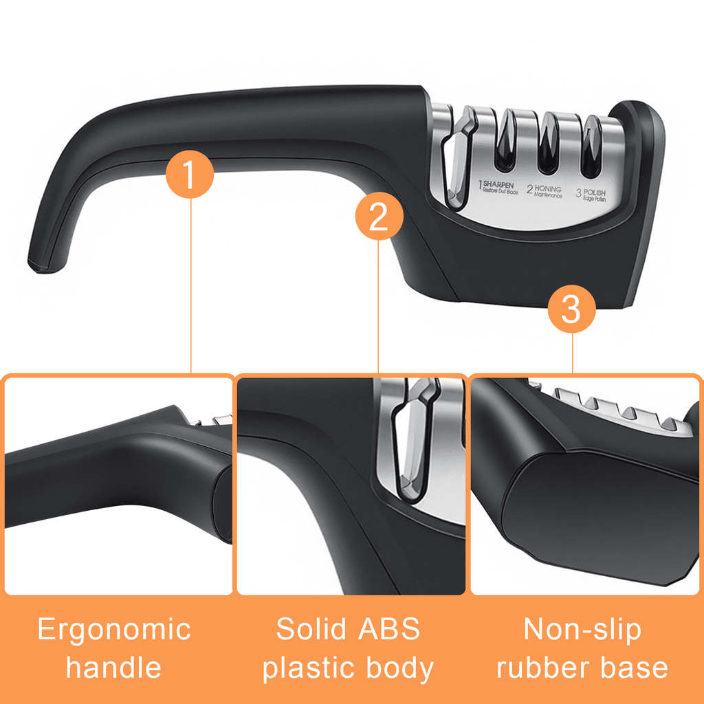 Behome 4-in-1 Knife Sharpener, 4-Stage Knife Sharpener Helps Sharpen, Honing, Polish Blades, kitchen Manual knife Sha... - Image 4