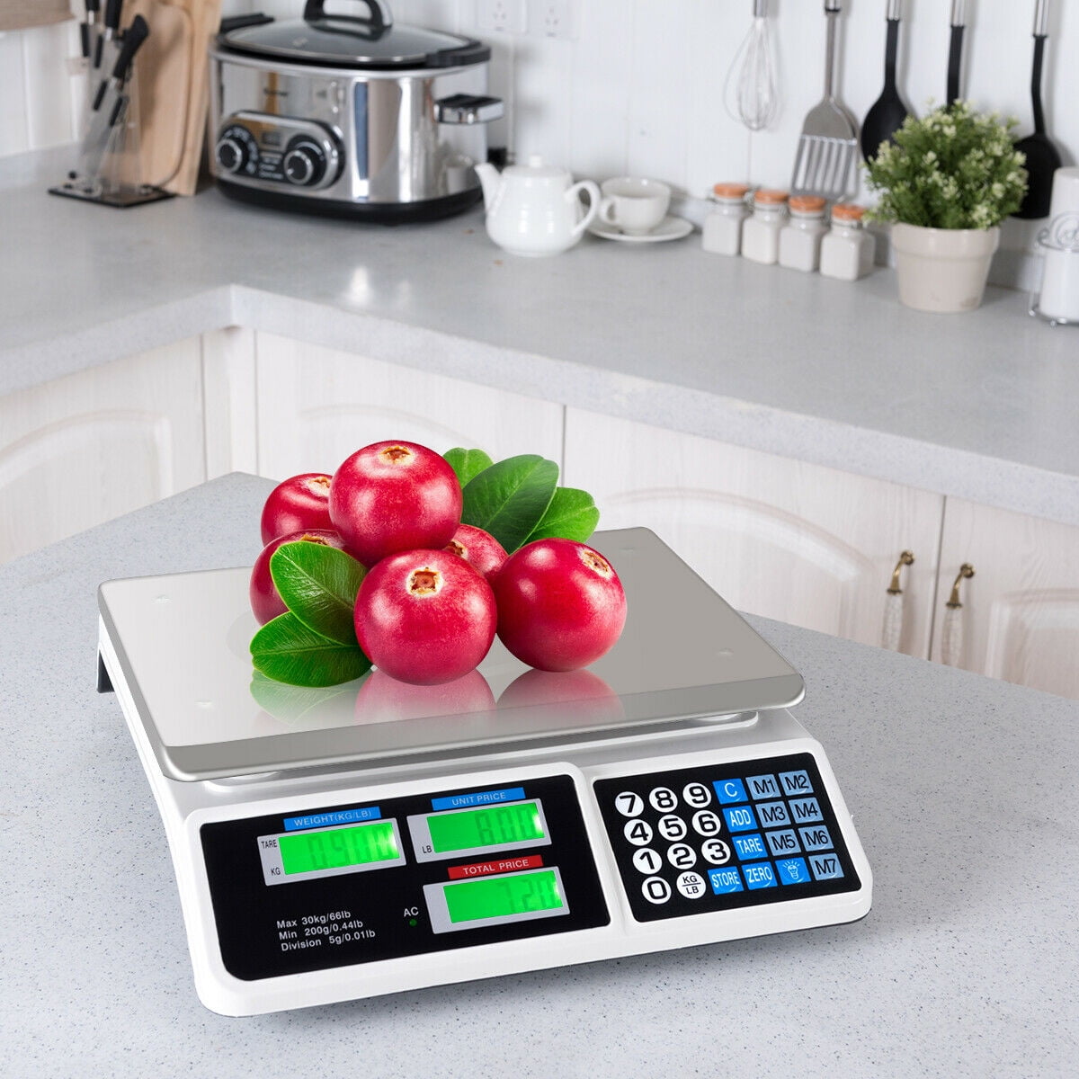Costway 66 lbs Digital Weight Scale Price Computing Retail Count Scale Food Meat Scales - Image 2