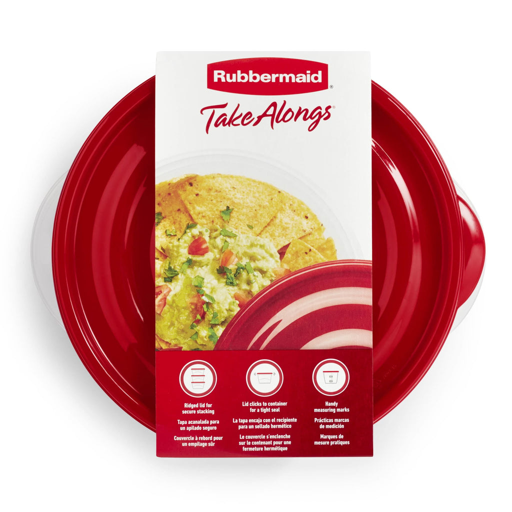 Rubbermaid TakeAlongs 6.2-cup Round Food Storage Containers, Ruby Red, 3 pack - Image 4