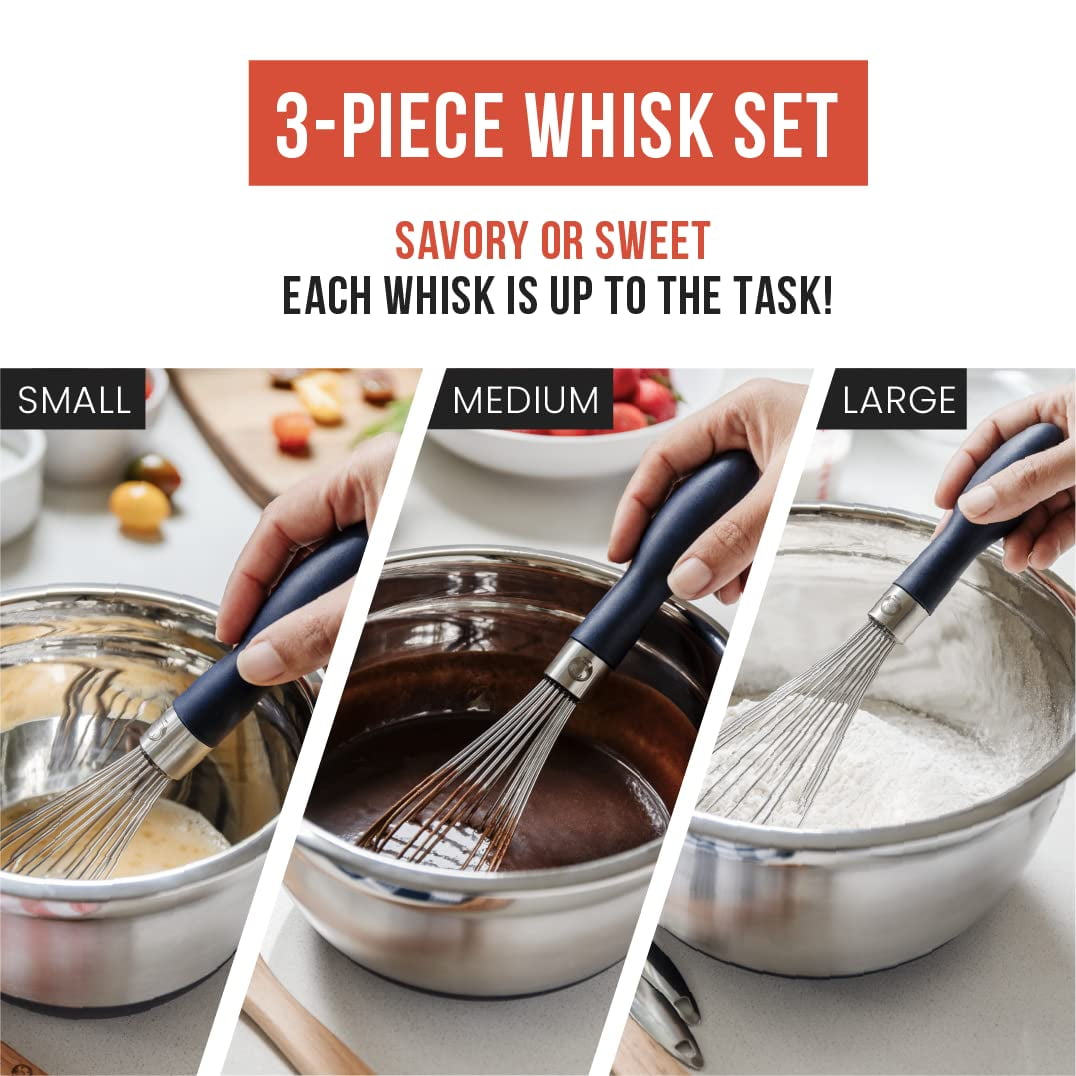 Chef Pomodoro Kitchen Whisk 3-Piece Set, Stainless Steel Wire - 11.57 x 10 x 8.74 inches - Image 2