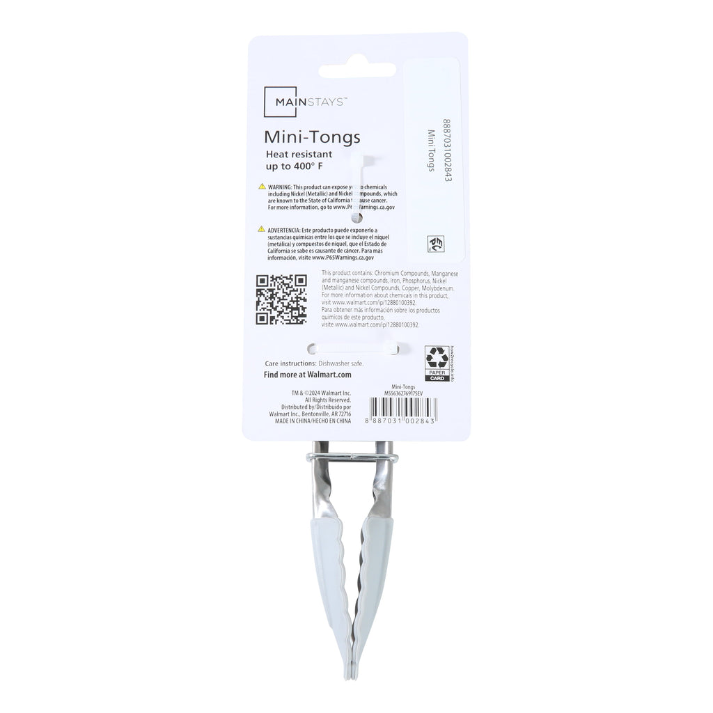 Mainstays Stainless Steel and Silicone Mini Food Tongs Grey - Image 6