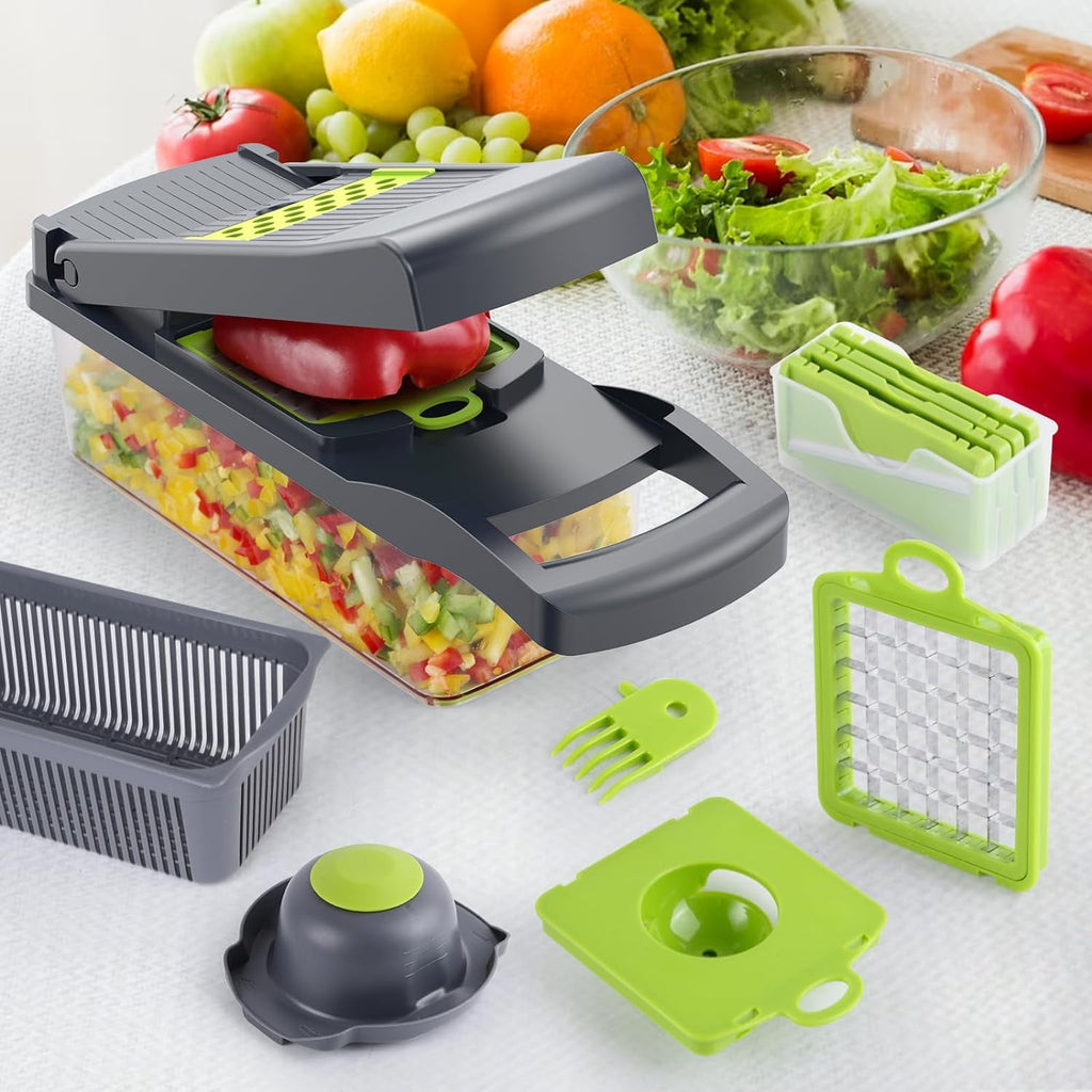 Vegetable Chopper, sktome Veggie Chopper, Multifunctional 12 in 1 Food Chopper, Vegetable Slicer Dicer with 8 Blades,... - Image 3