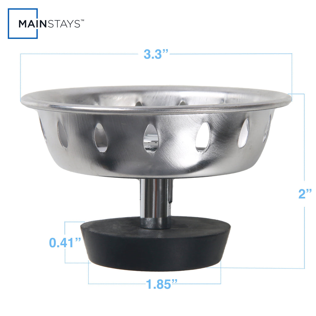 Mainstays Stainless Steel Deluxe Kitchen Sink Strainer Silver for 3.5" Drains - Image 5