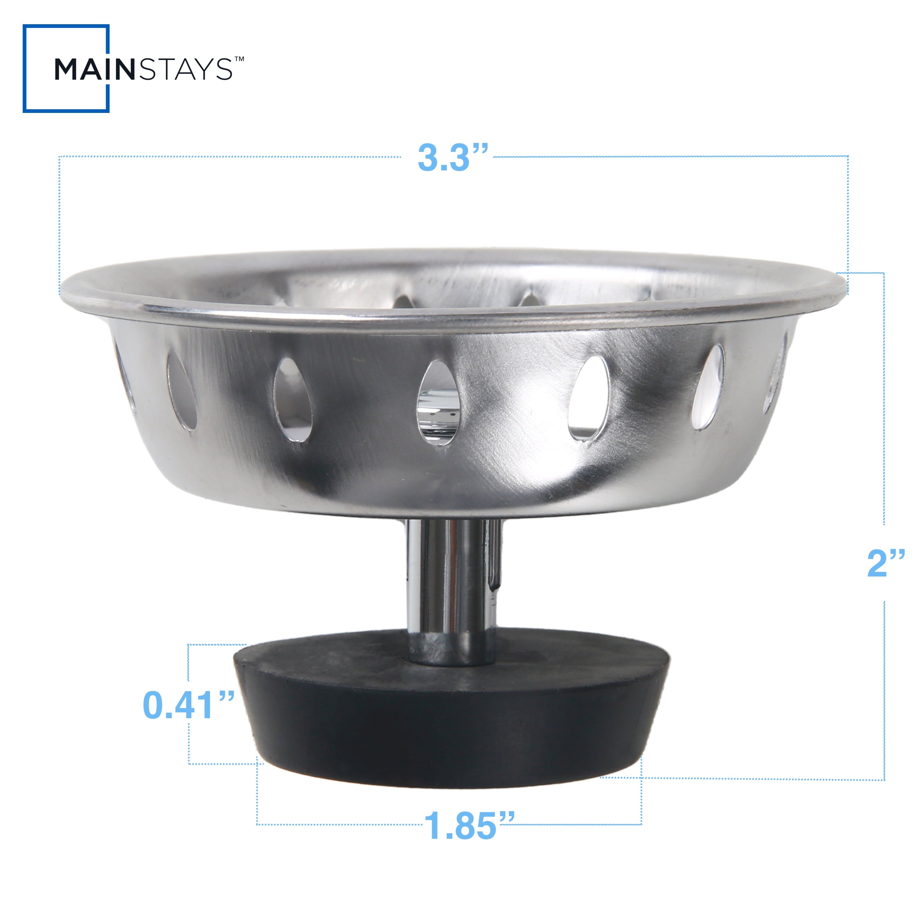 Mainstays Stainless Steel Deluxe Kitchen Sink Strainer Silver for 3.5" Drains - Image 5