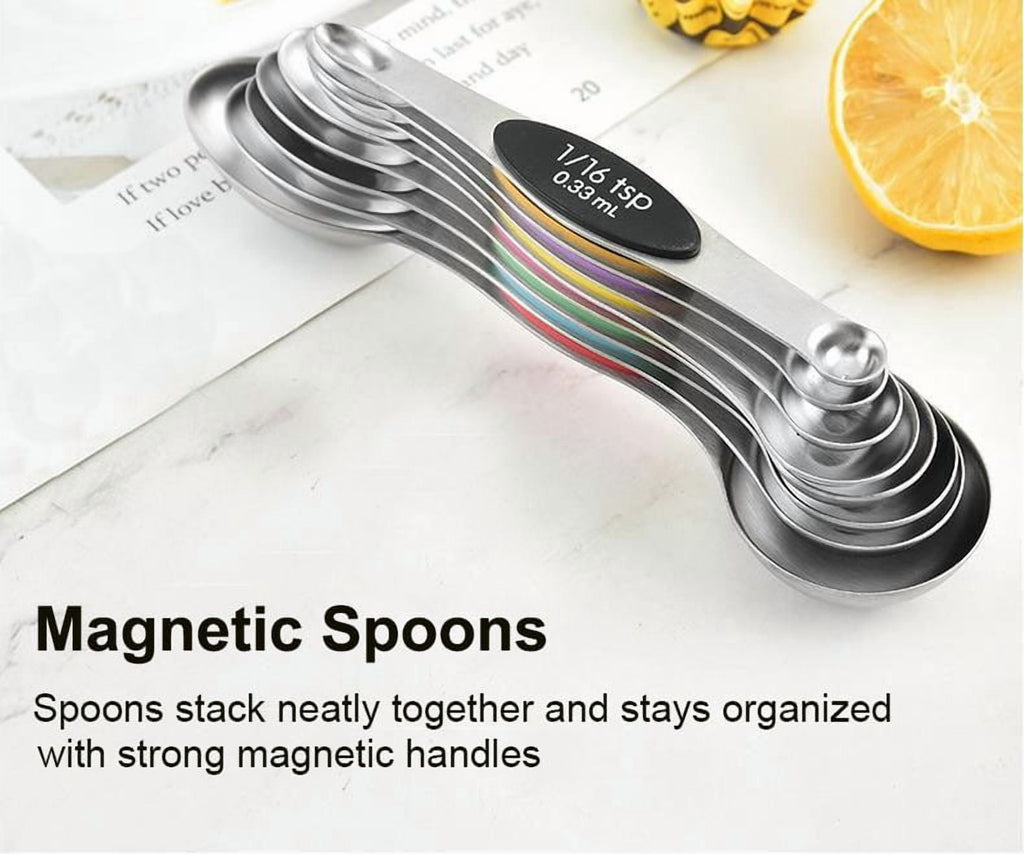 Measuring Cups and Spoons Set, 17-Piece Stainless Steel Magnetic Double-Headed Spoons with Engraved Measurements and ... - Image 5