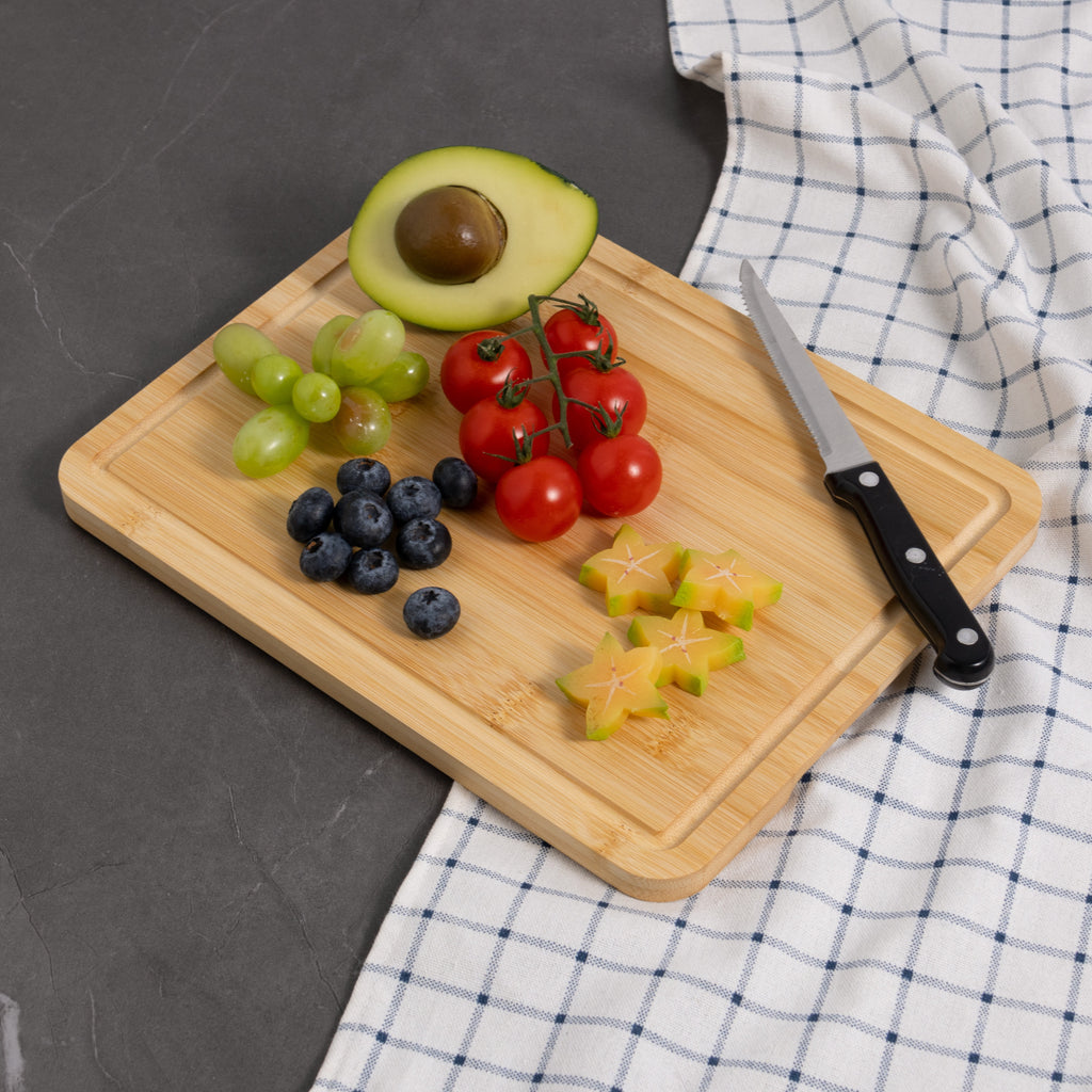 Mainstays 8.5" x 11" Non-Slip Bamboo Cutting Board, 100% Natural Bamboo Color, with Juice Groove - Image 2