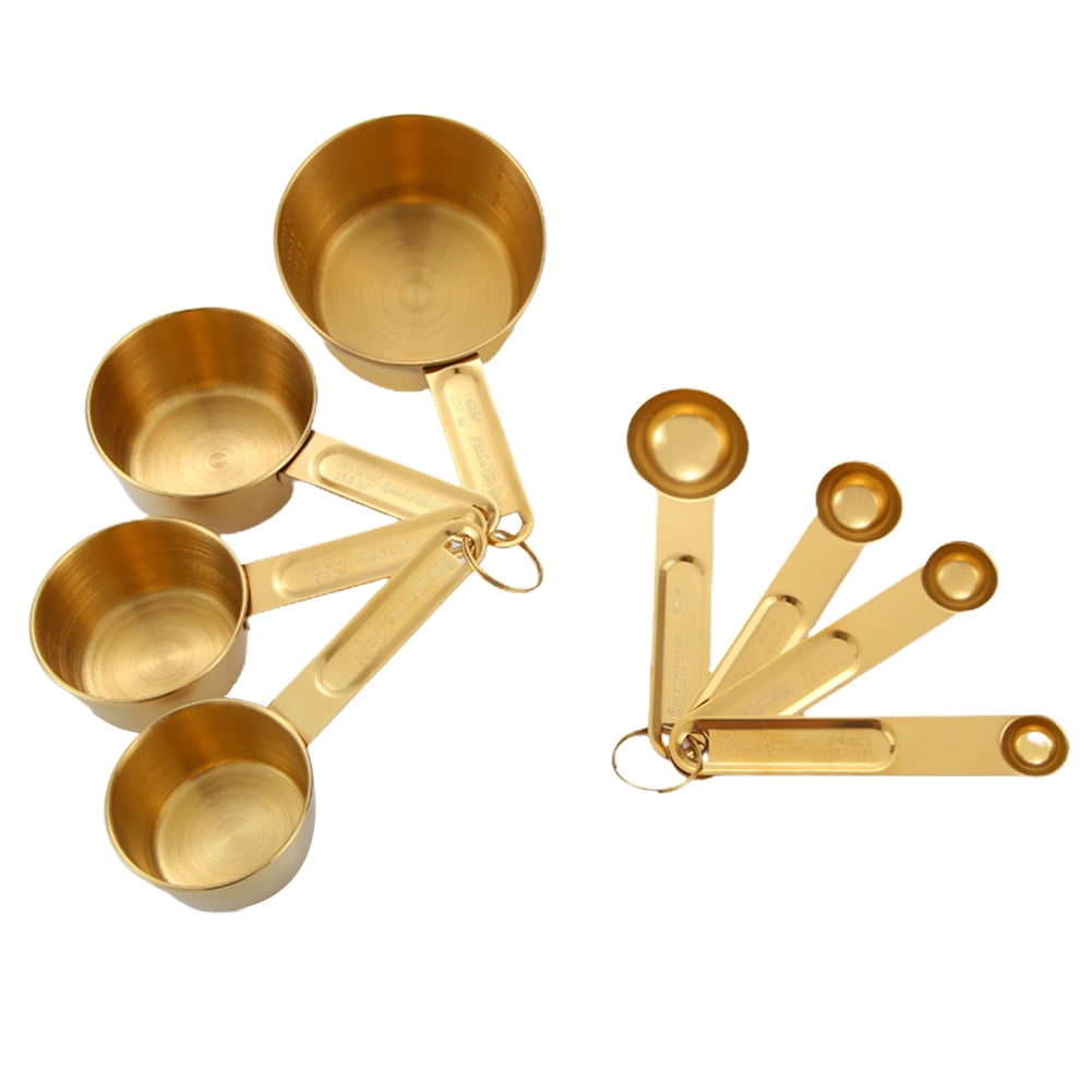 CSCHome Stainless Steel Measuring Cups,Measuring Cup Spoon Set,Kitchen Accessories 8 PCS(Gold) - Image 2