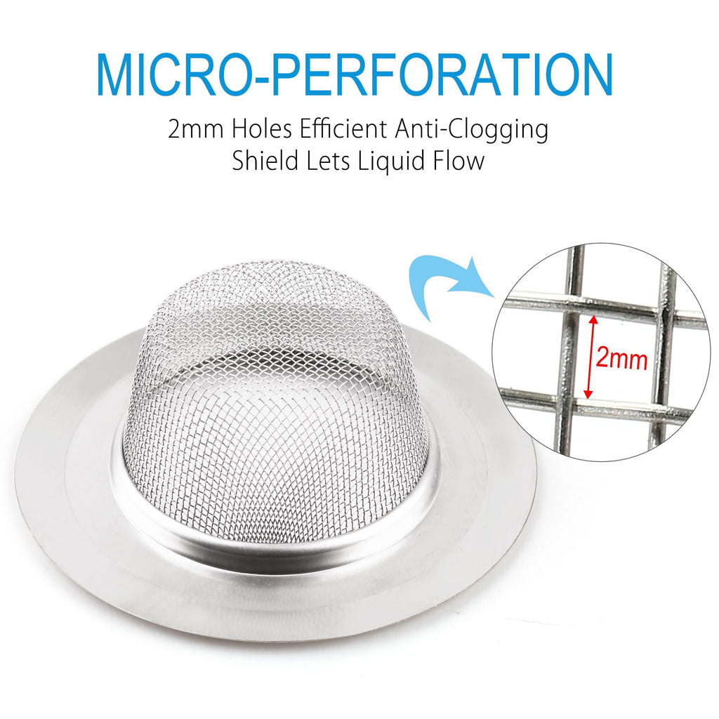 LotFancy 2 Kitchen Sink Strainer, 4.5 in Stainless Steel Mesh Drain Strainer, Silver - Image 4