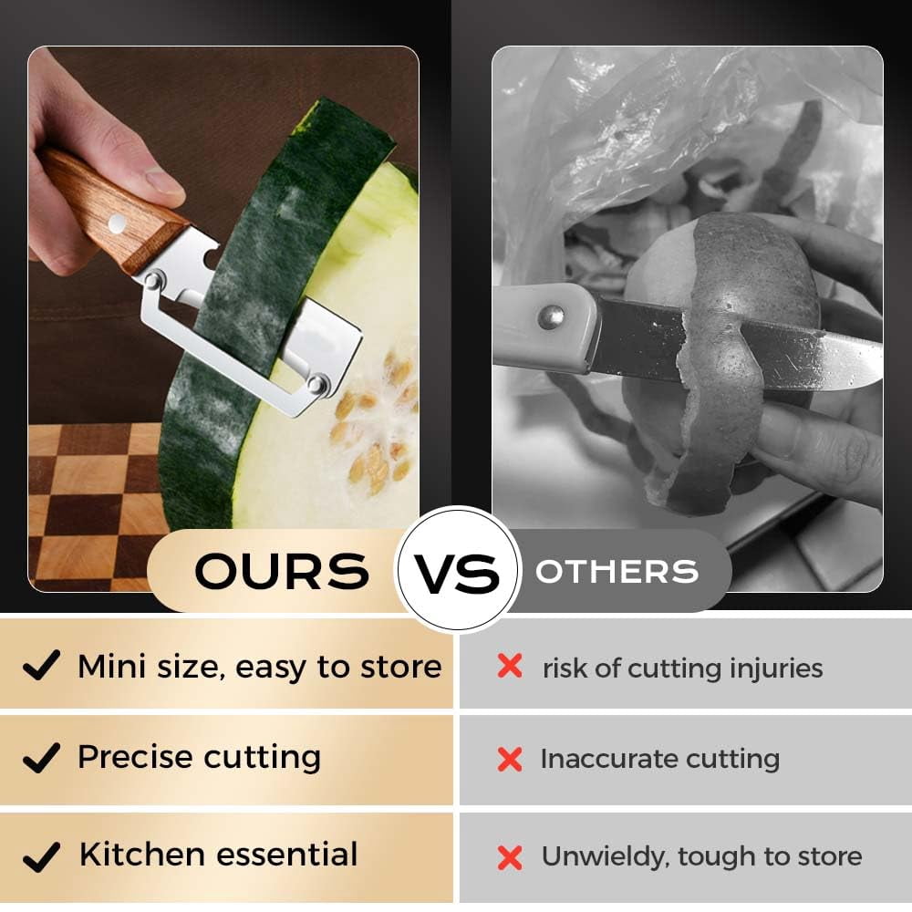 Multi-Functional Vegetable Peeler for Kitchen, Stainless Steel Blade with Wooden Handle, Manual Fruit Potato Apple Pe... - Image 3