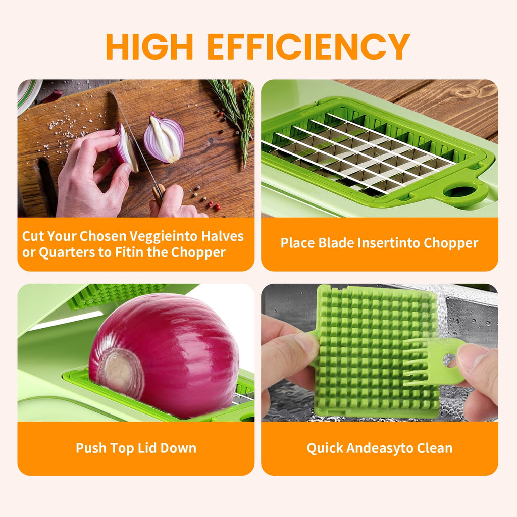 16 in 1 Vegetable Chopper,Zacenei Multifunctional Veggie Chopper for Salad Garlic Carrot Egg Separator Food Chopper w... - Image 6