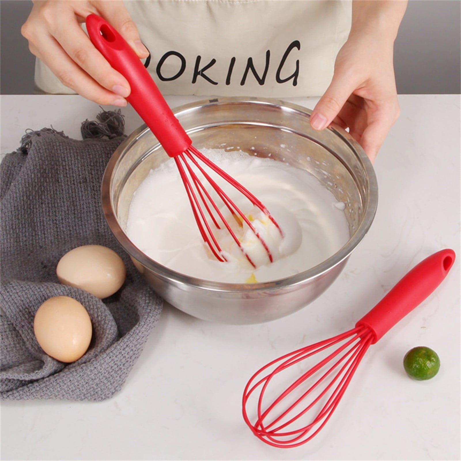 AYktou 10×2.3 Inch Silicone Whisks, Wire Balloon Form Eggs Beater Kitchen Cookware Cream Stirrers, Milk Frother Coffe... - Image 3